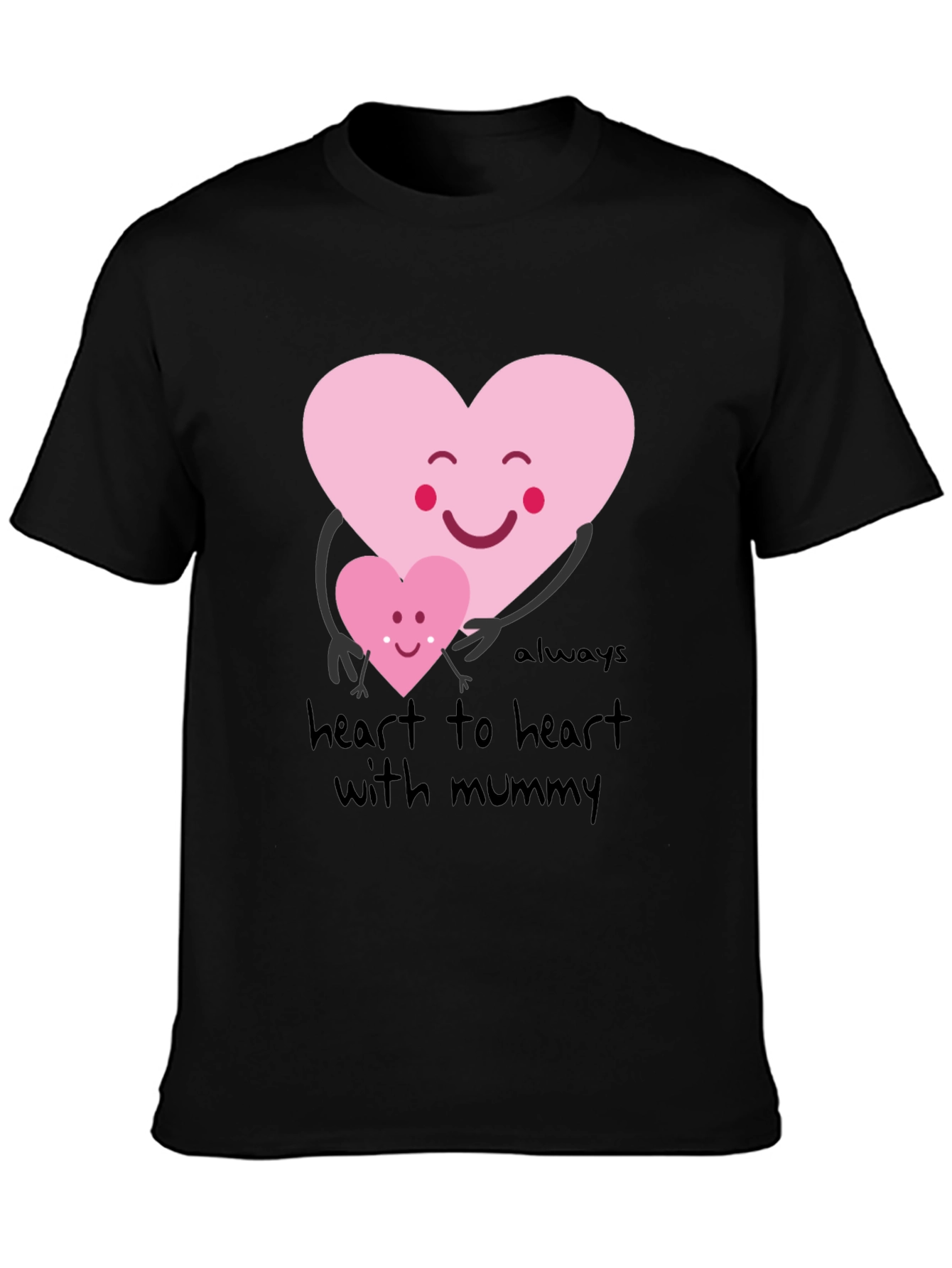 Black Heart to Heart with Mummy Graphic Tee view 3