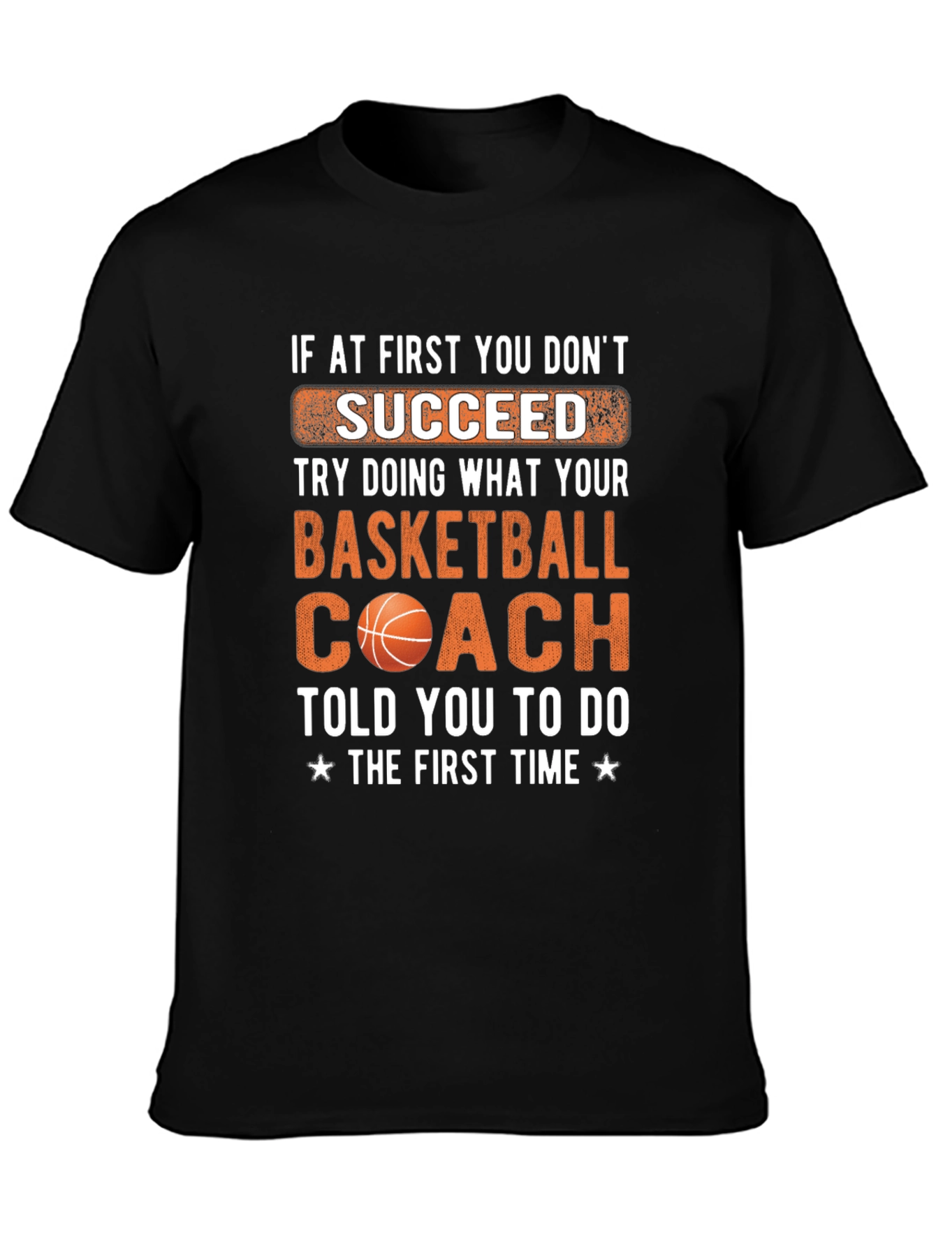 Black Basketball Coach T-Shirt - Succeed Graphic Tee view 3