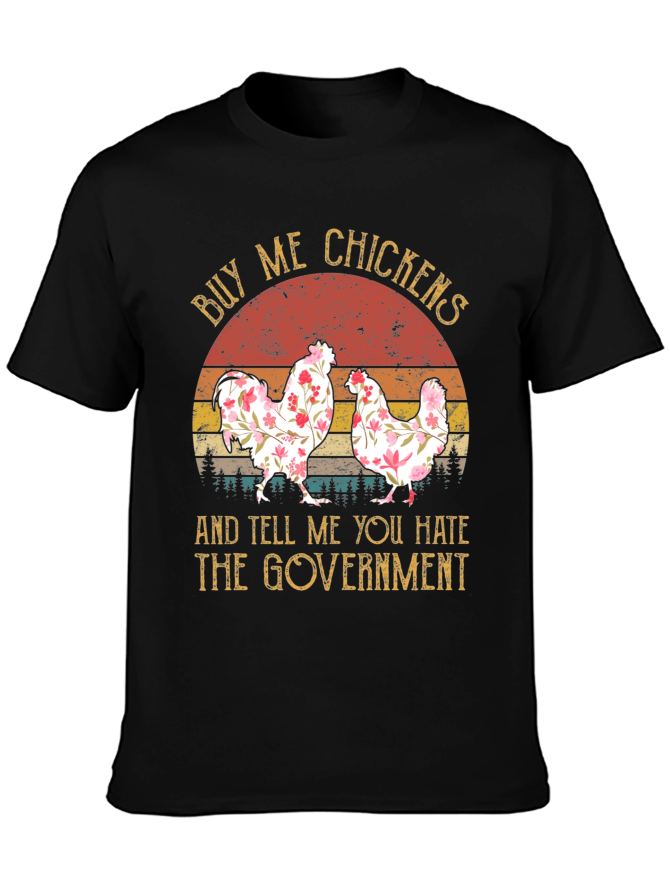 Black Buy Me Chickens Funny Graphic Tee view 3