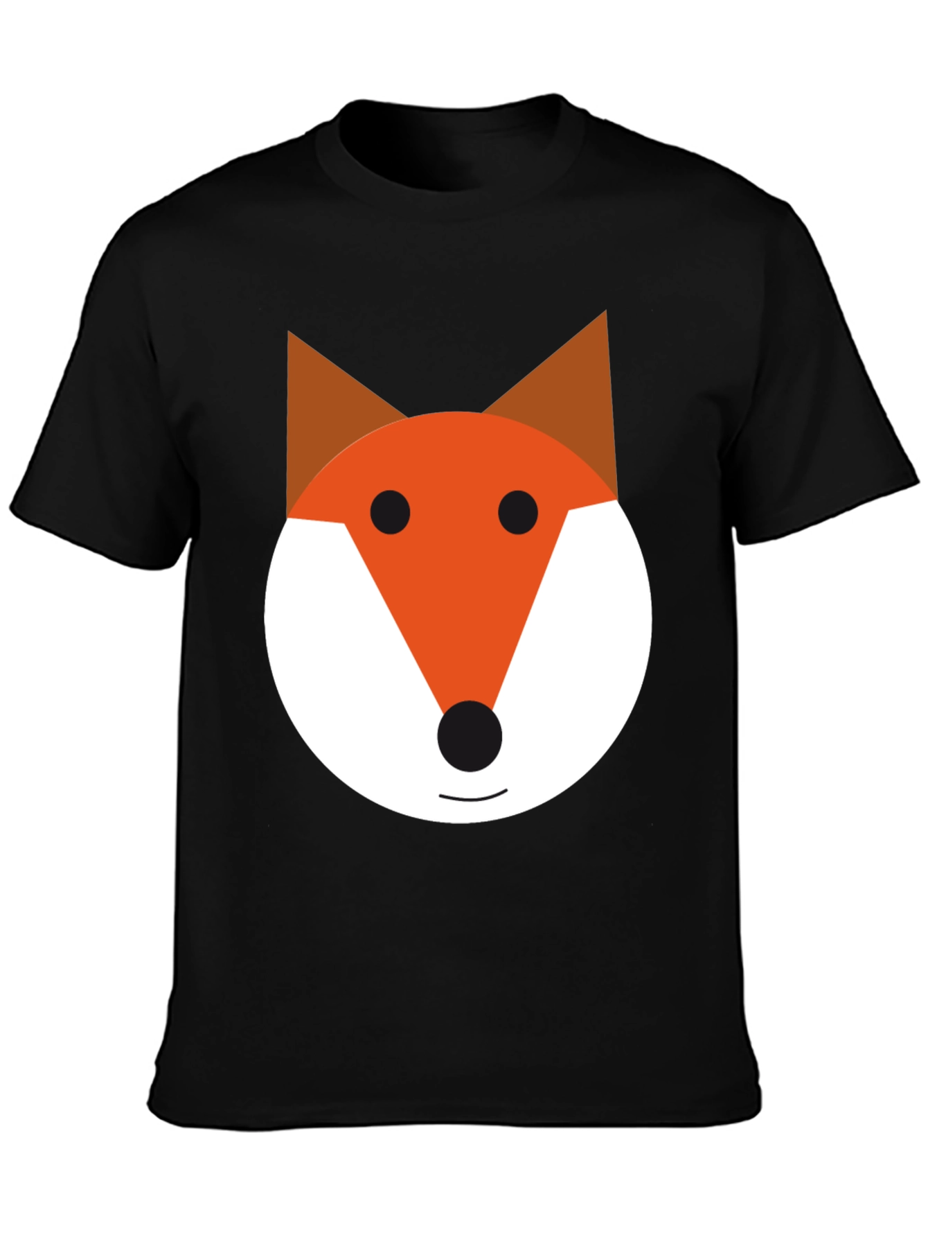 Black Fox Face Graphic Tee - Black Cotton Blend Shirt view 3
