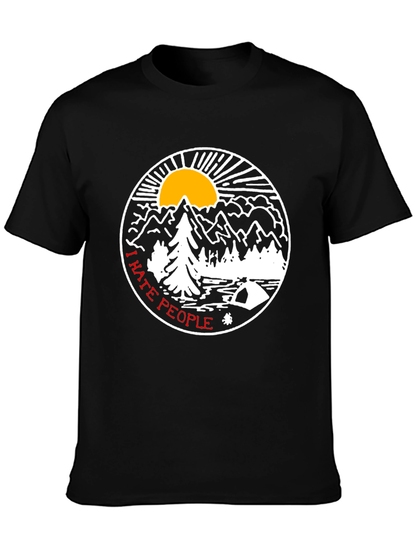 Black I Hate People T-Shirt - Outdoors Graphic Tee view 3
