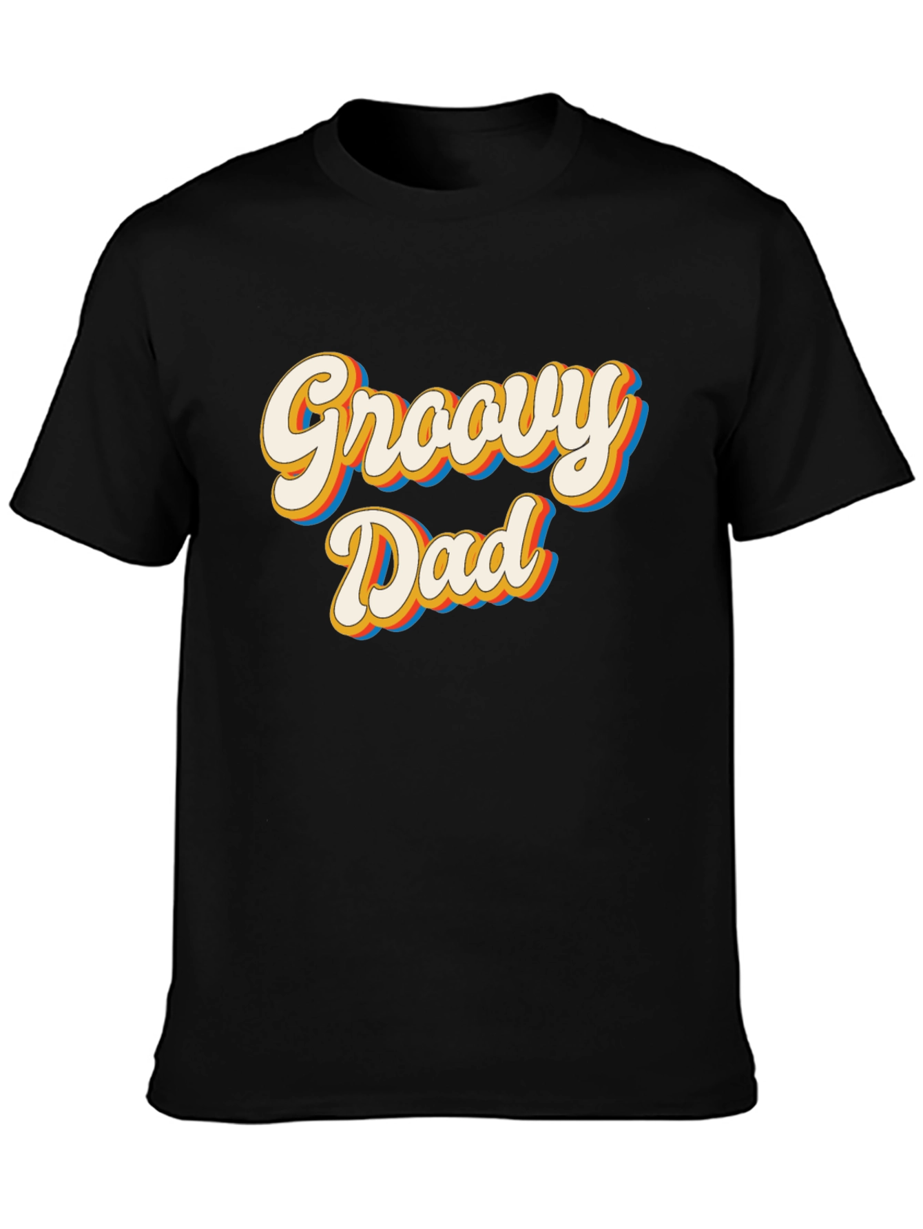 Black Groovy Dad Retro Style T-Shirt view 3