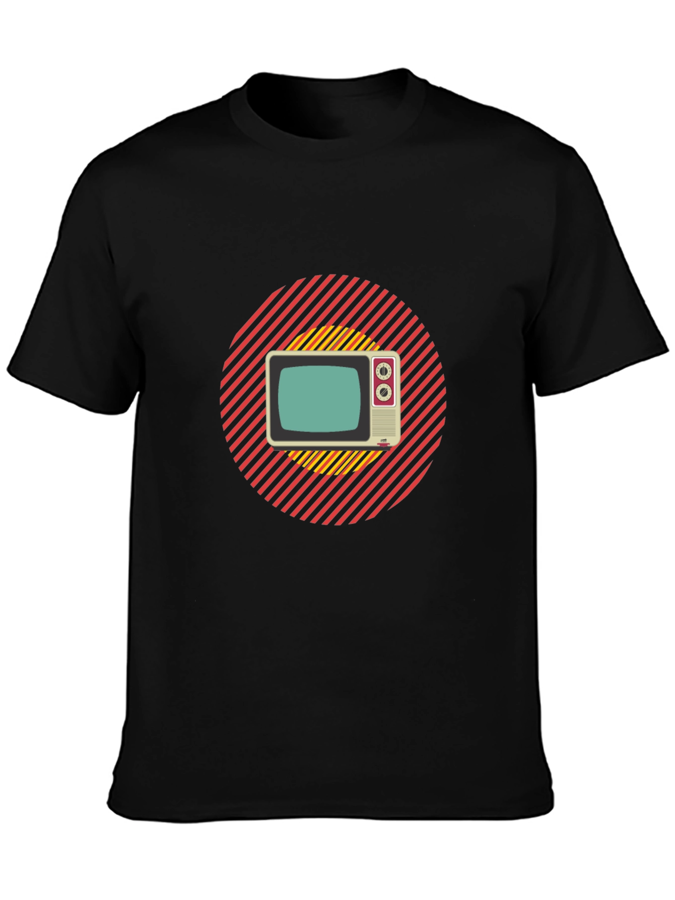 Black Retro TV Graphic T-Shirt - Black Cotton Blend view 3