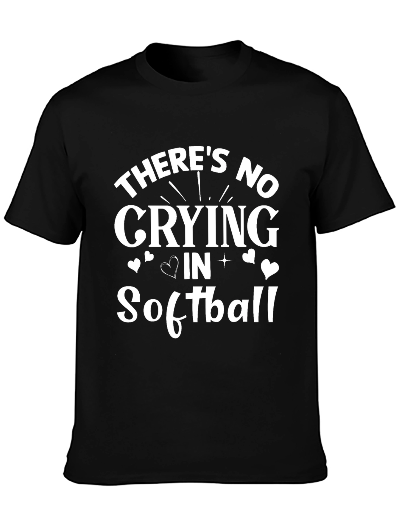Black There's No Crying in Softball T-Shirt view 3