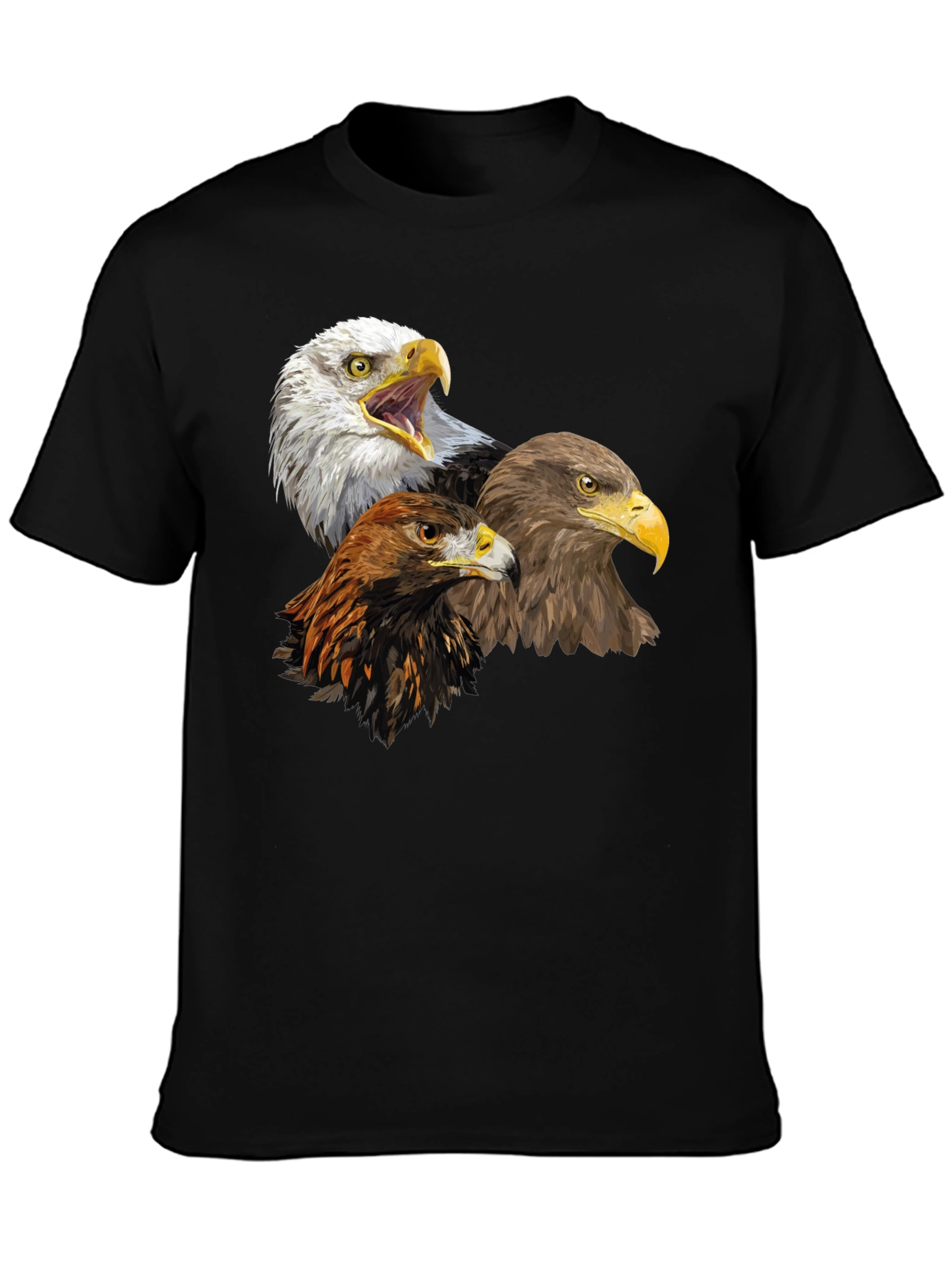 Black Eagle Trio Graphic Tee - Black Cotton Shirt view 3