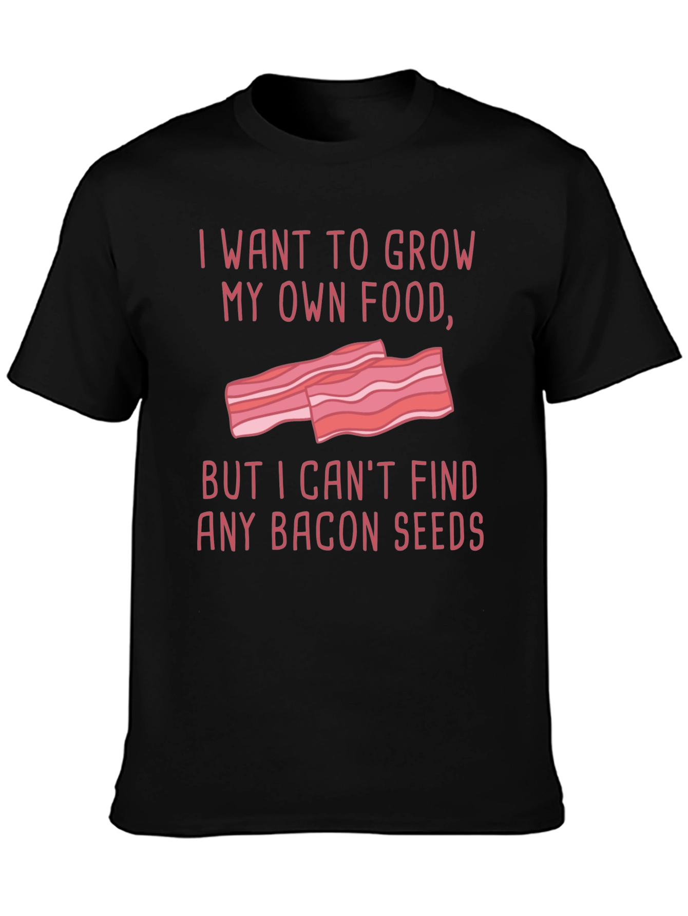 Black Funny Bacon Seeds Graphic T-Shirt view 3