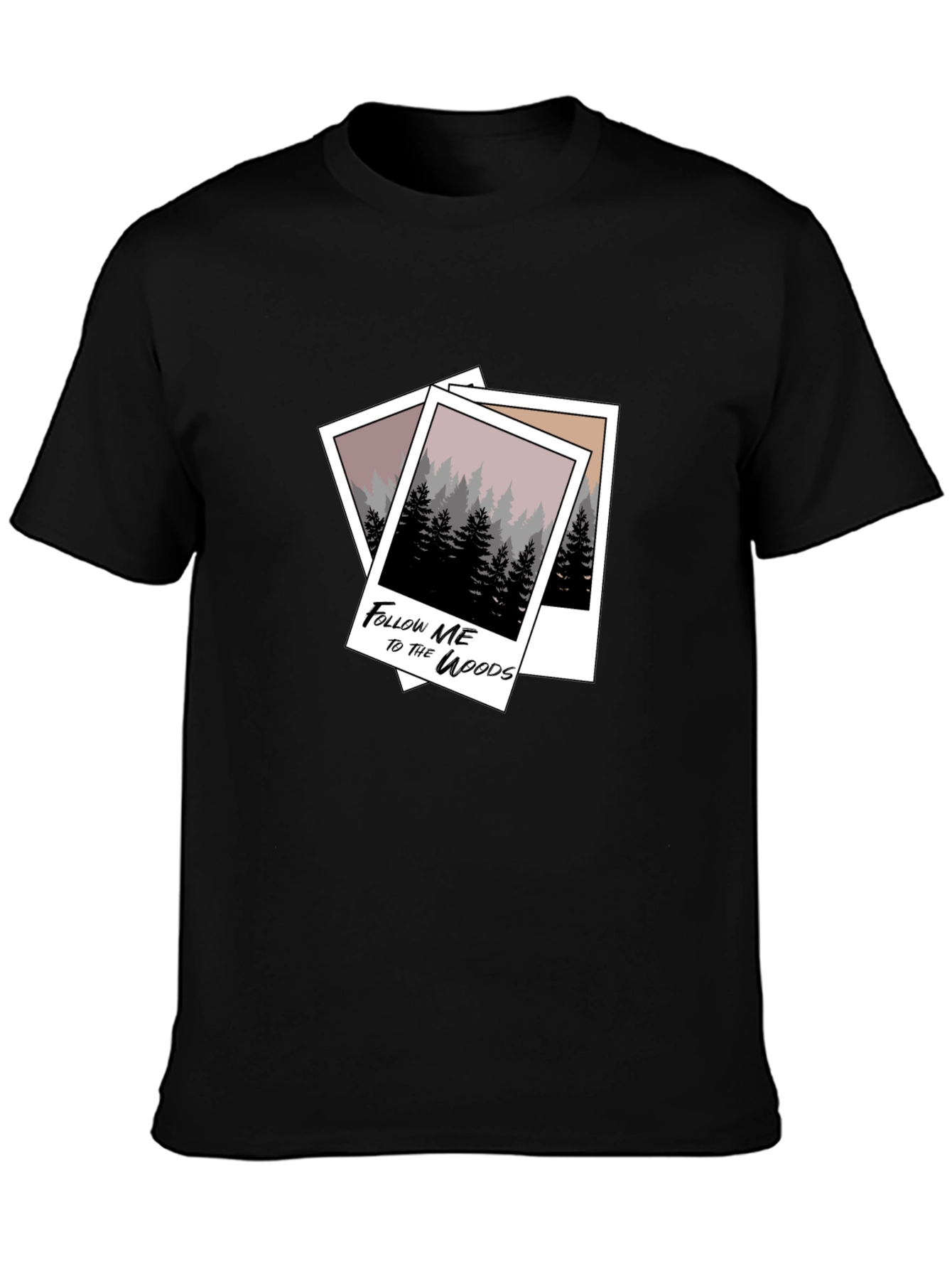 Black Follow Me to the Woods Graphic Tee - Black view 3