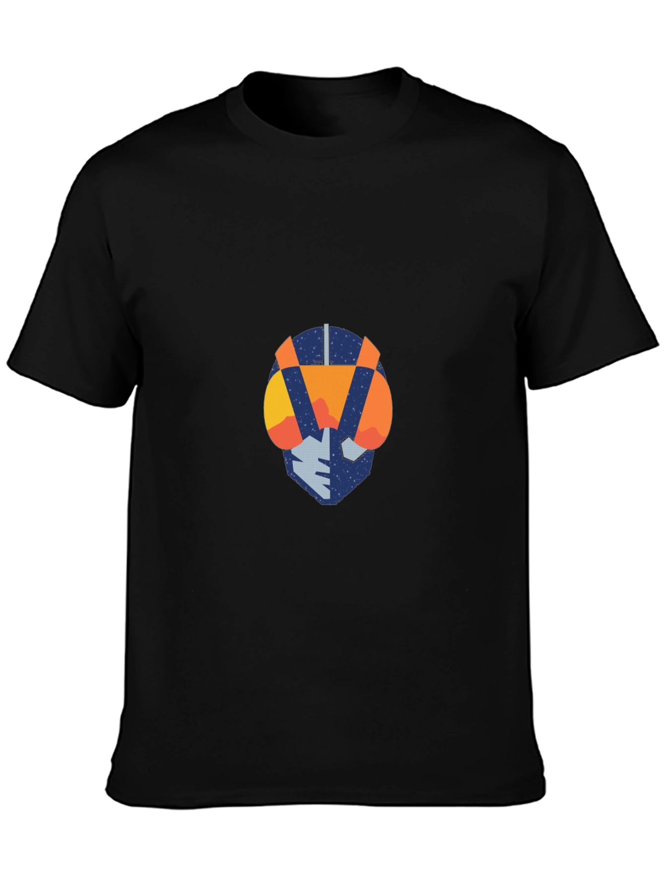 Black Abstract Robot Head Graphic Tee - Black view 3
