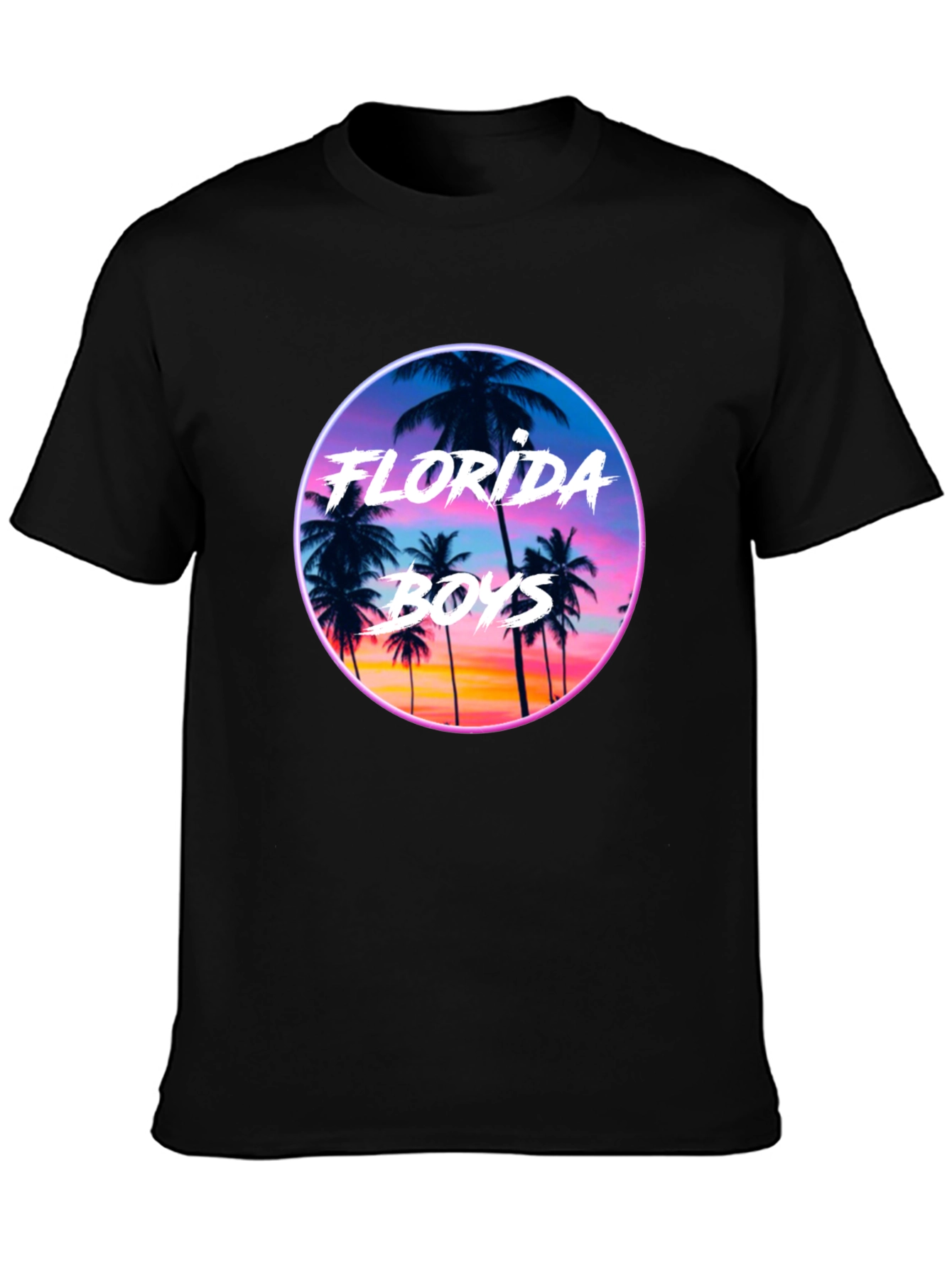 Black Florida Boys Sunset T-Shirt - Retro Palm Tree Tee view 3
