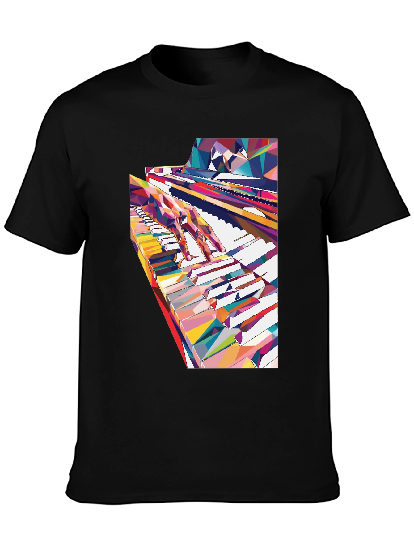 Black Abstract Piano Keys Graphic Tee - Music Lover Shirt view 3