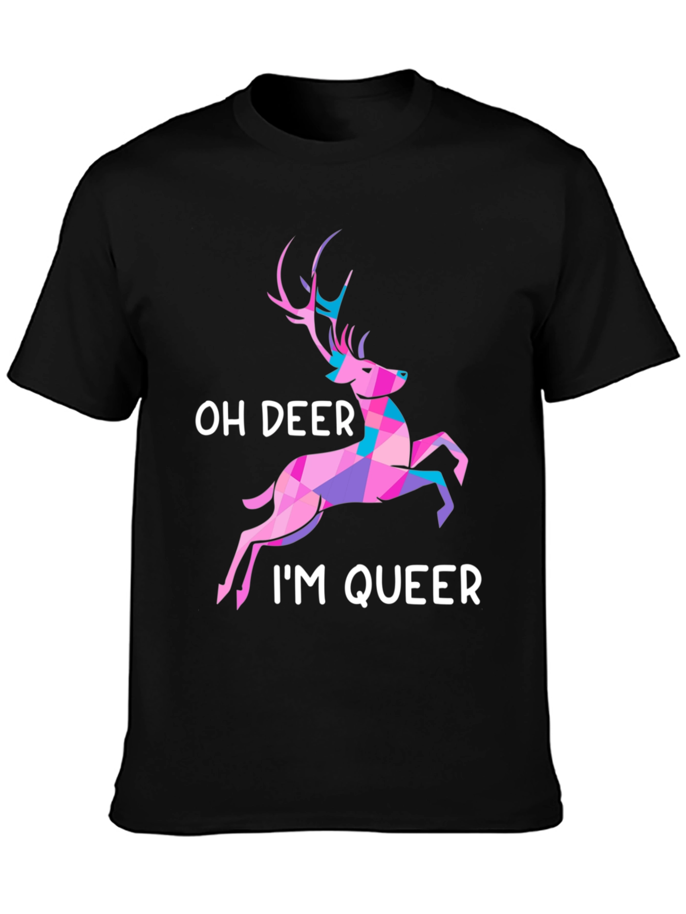 Black Oh Deer I'm Queer T-Shirt view 3