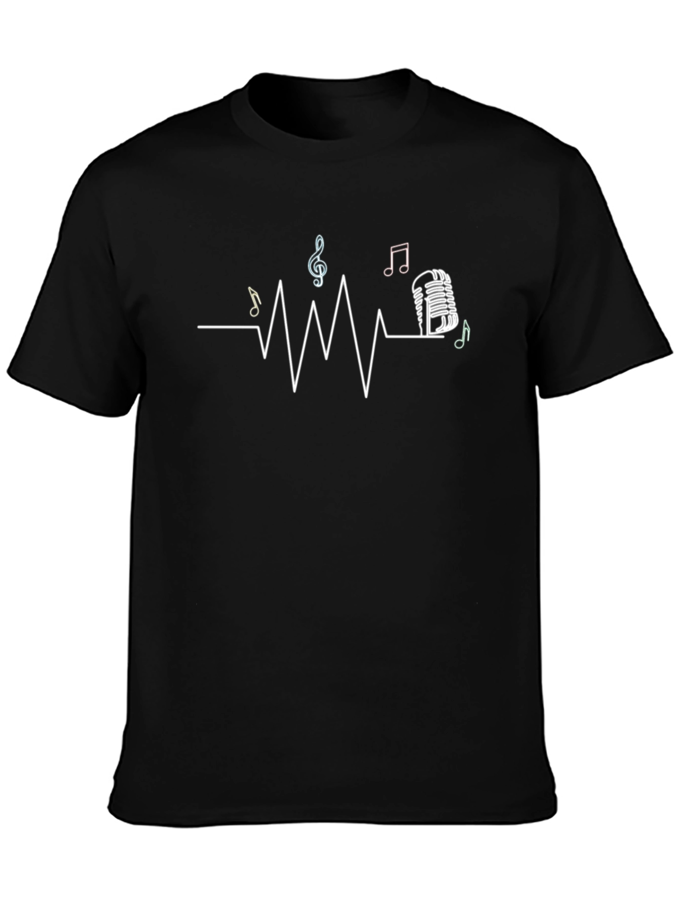 Black Music Heartbeat Graphic Black T-Shirt view 3