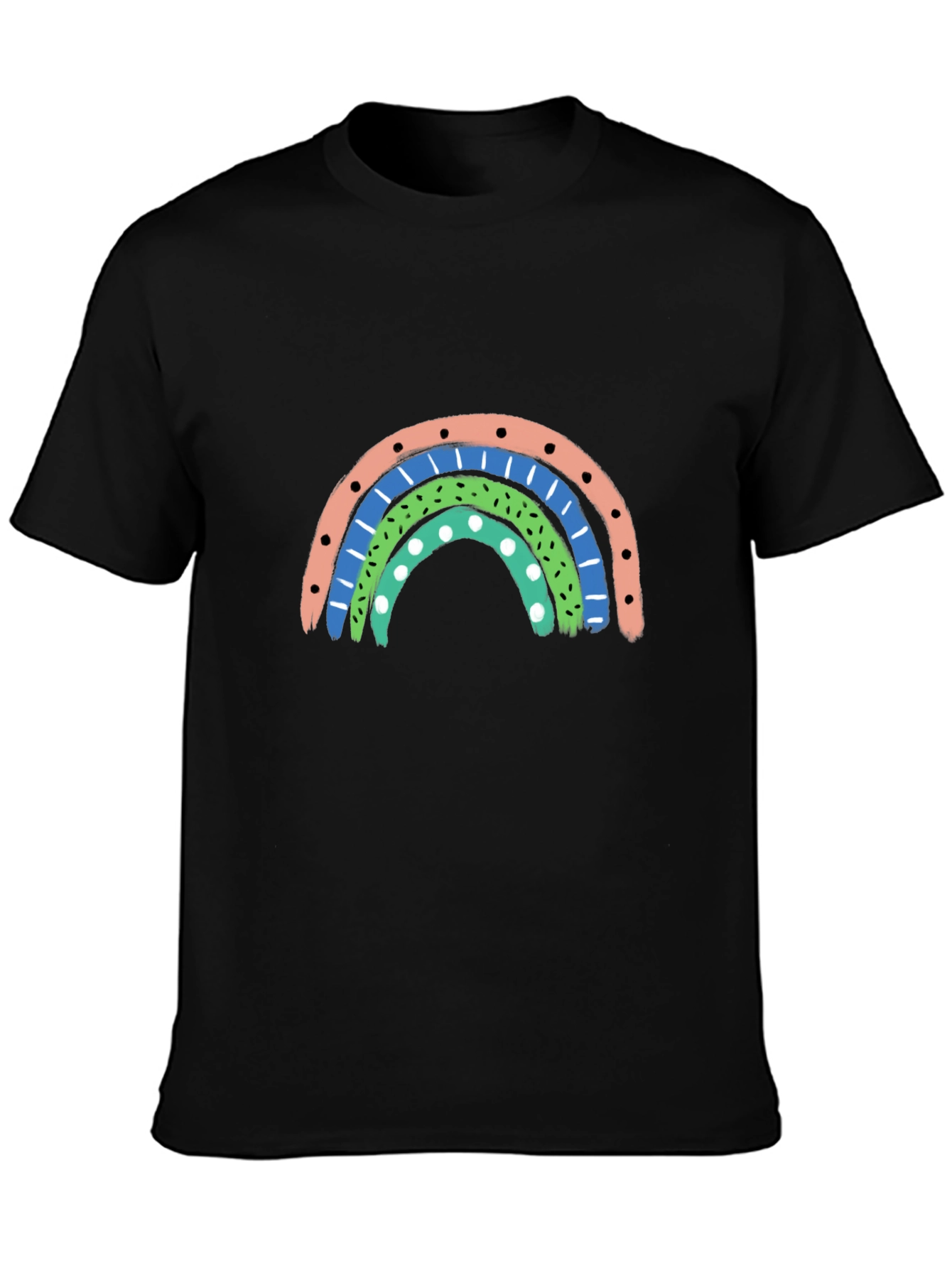 Black Retro Rainbow Graphic Tee view 3