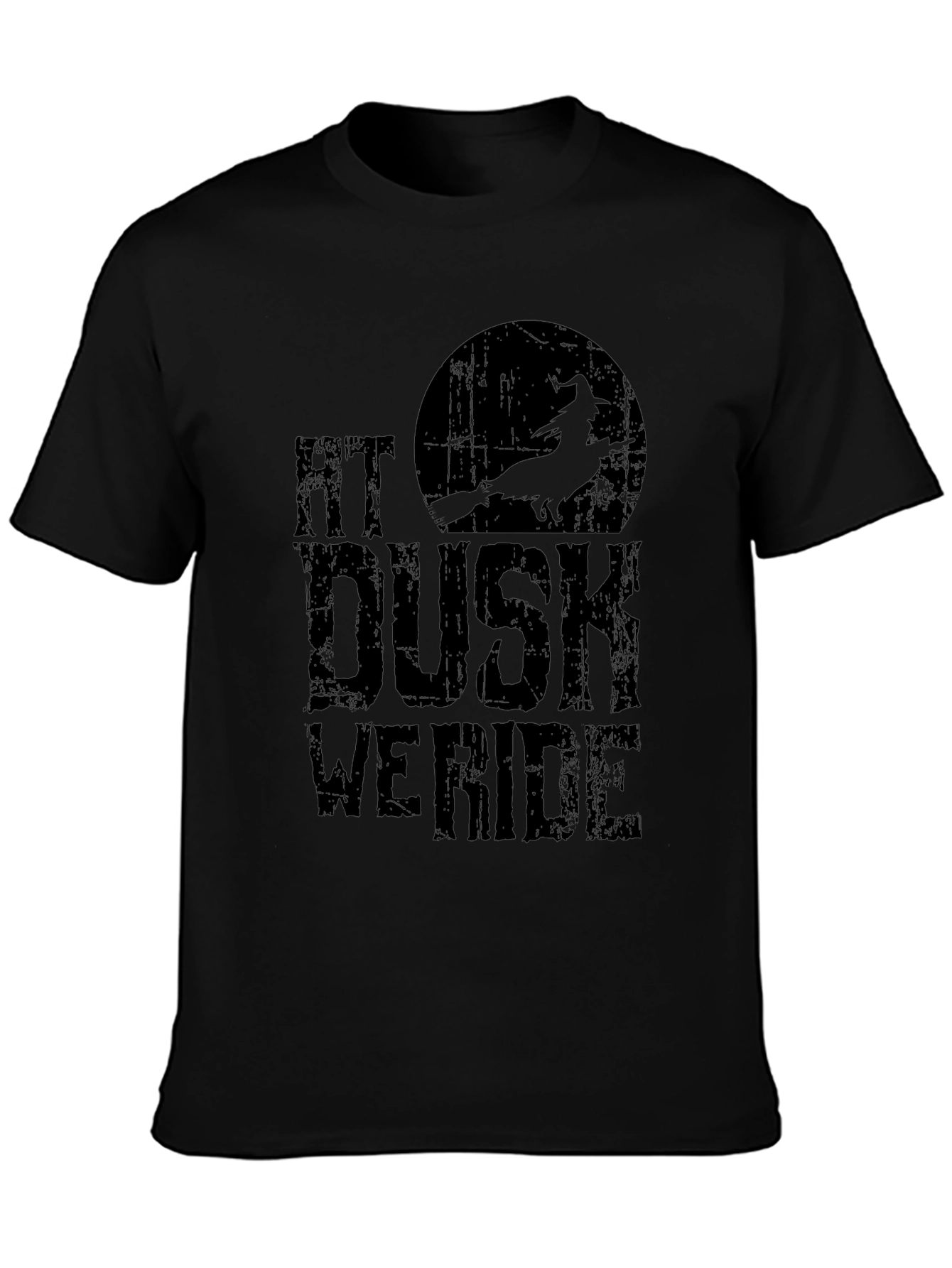 Black At Dusk We Ride T-Shirt - Witch Halloween Tee view 3