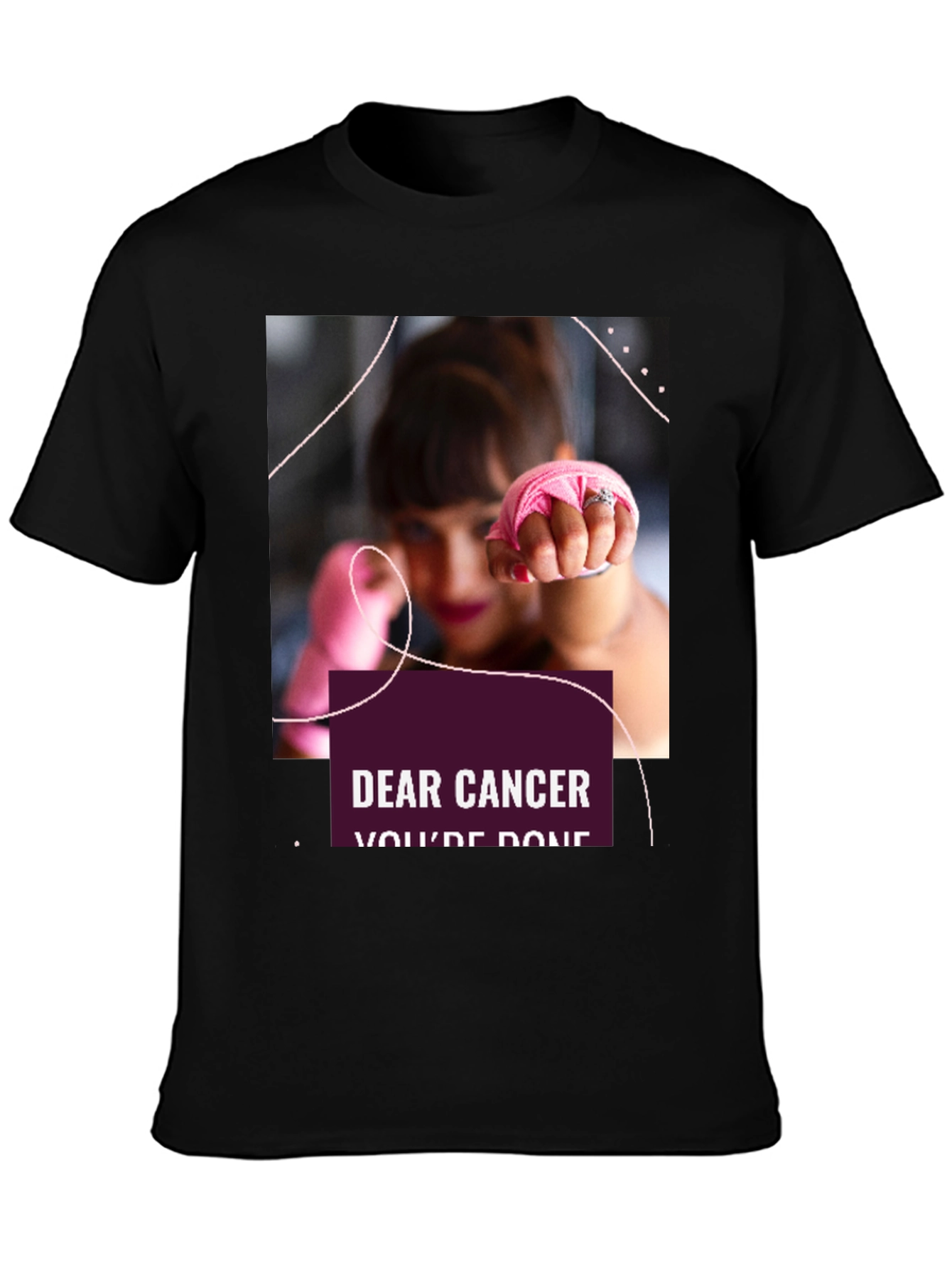 Black Dear Cancer, You're Done Black T-Shirt view 3