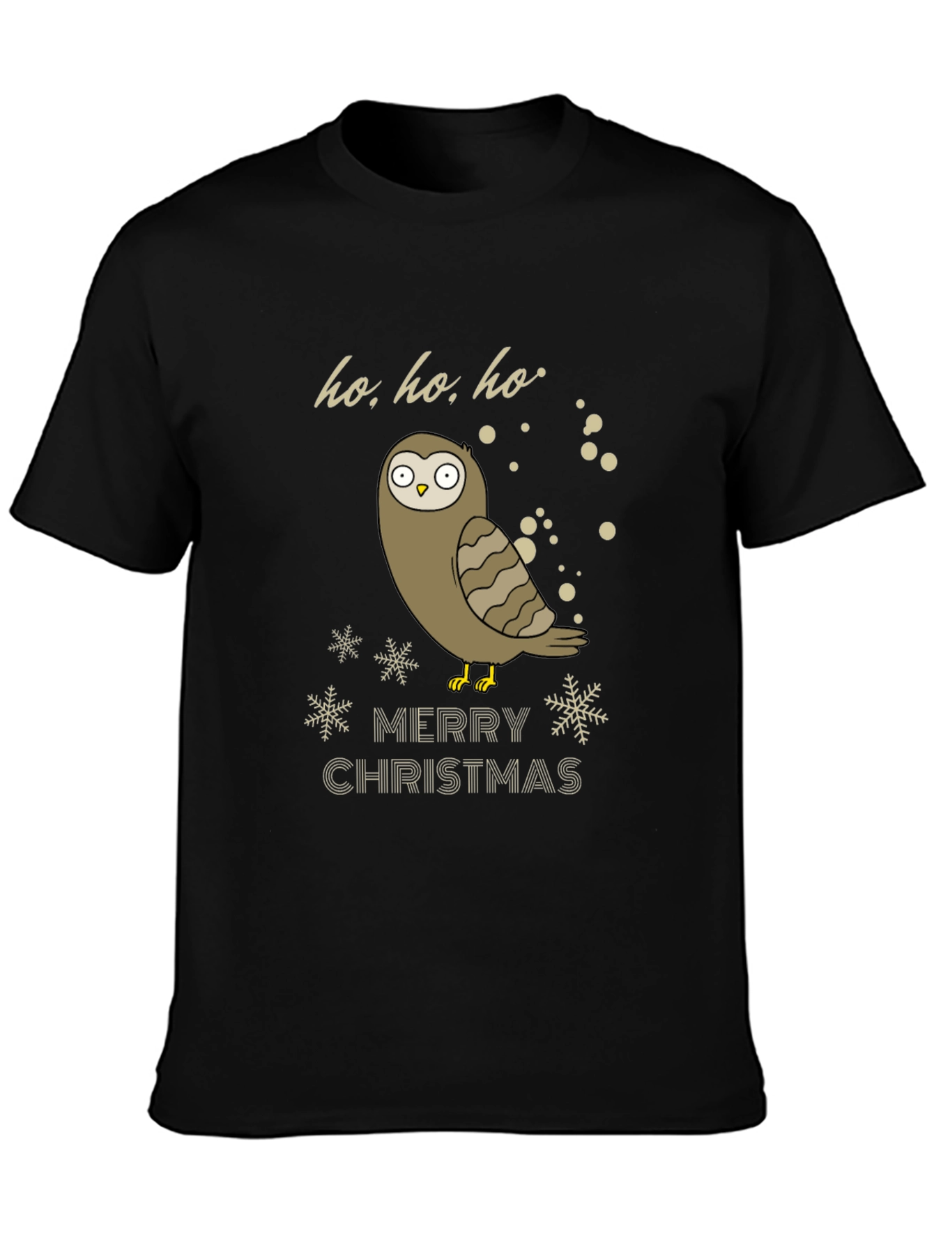 Black Owl Merry Christmas Graphic T-Shirt - Holiday Tee view 3