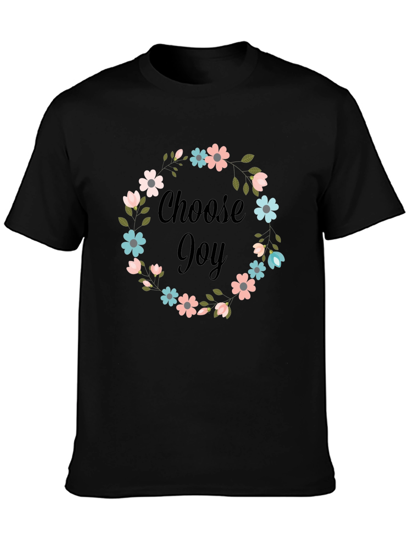 Black Choose Joy Floral Graphic T-Shirt view 3