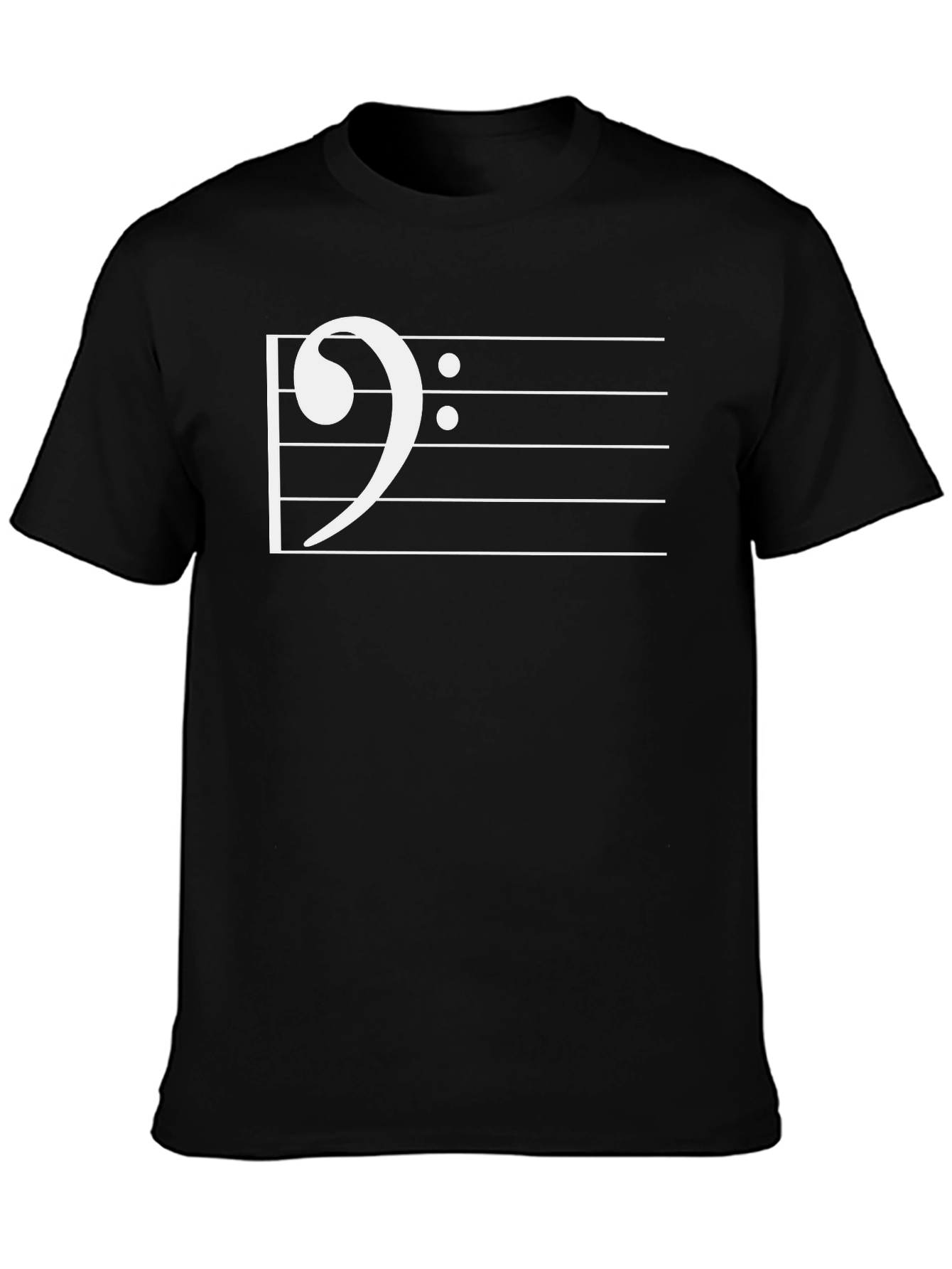 Black Bass Clef Staff Graphic T-Shirt view 3