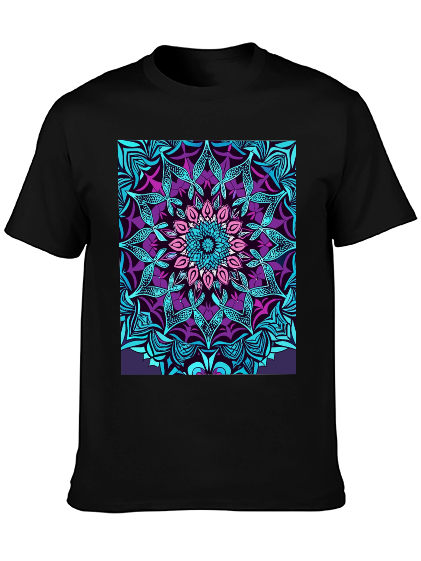 Black Vibrant Mandala Graphic Tee view 3