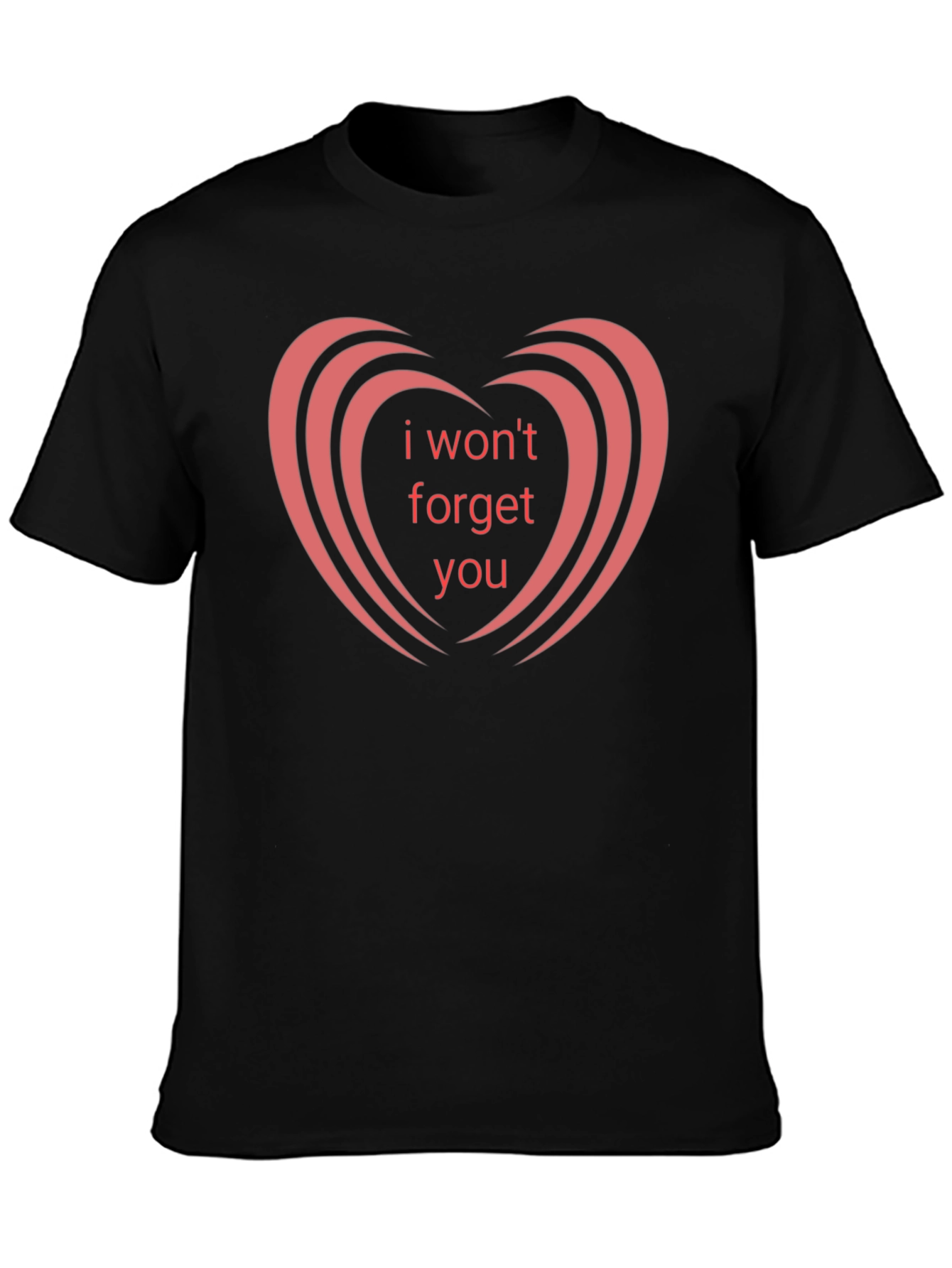 Black I Won't Forget You Graphic Tee - Heart Design view 3