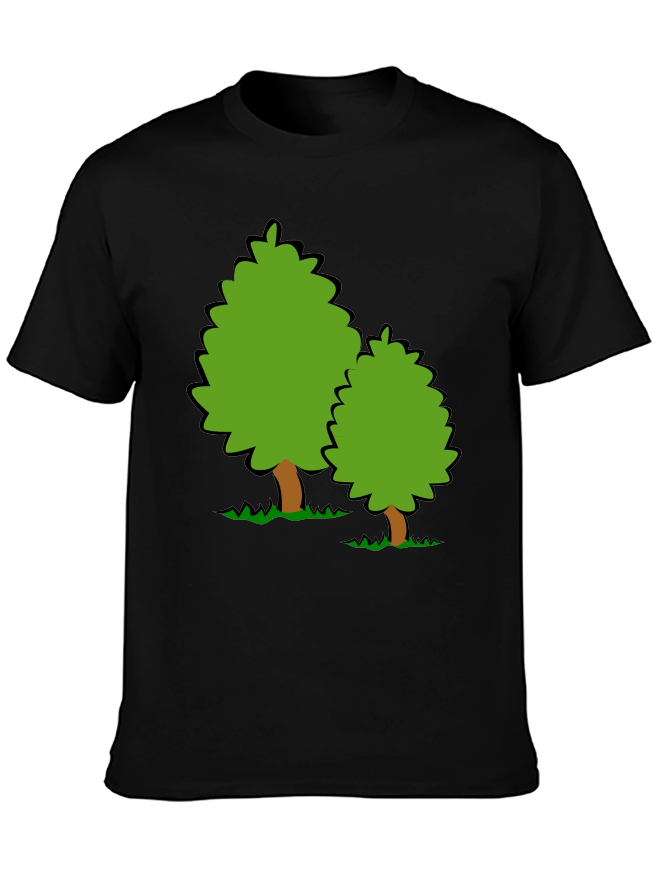 Black Cartoon Tree Graphic Black T-Shirt view 3