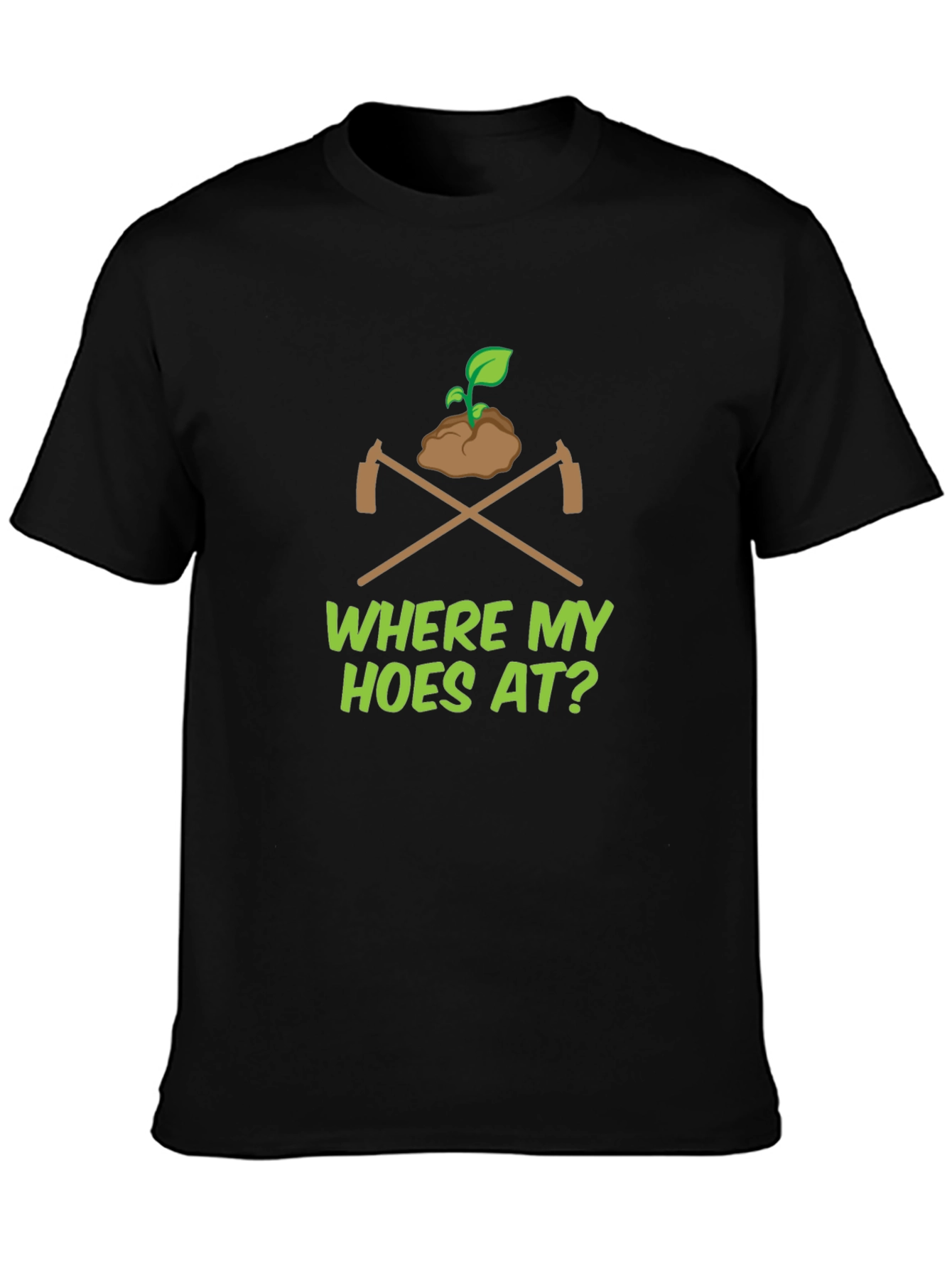 Black "Where My Hoes At?" Black Graphic Tee view 3