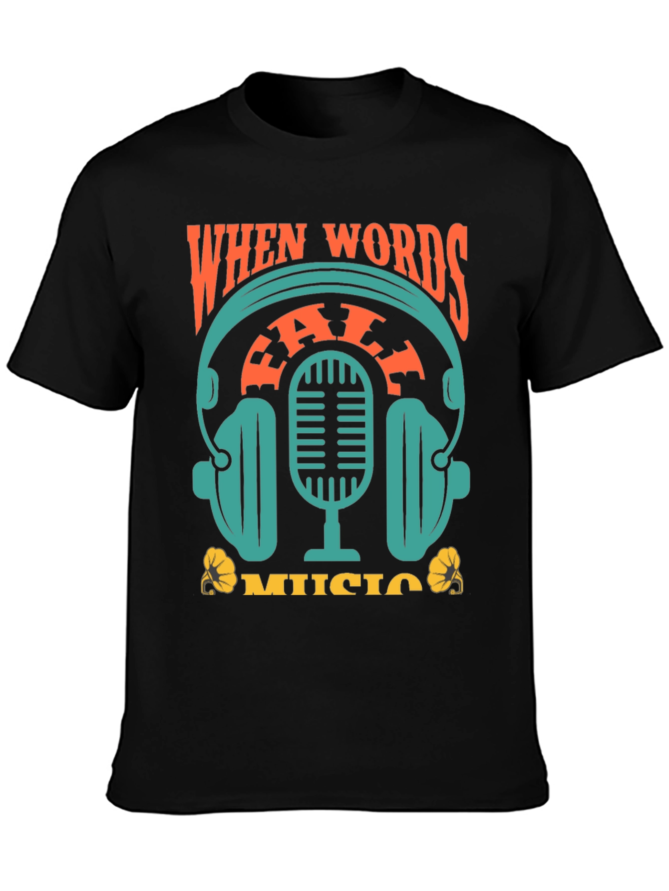 Black When Words Fail Music T-Shirt view 3