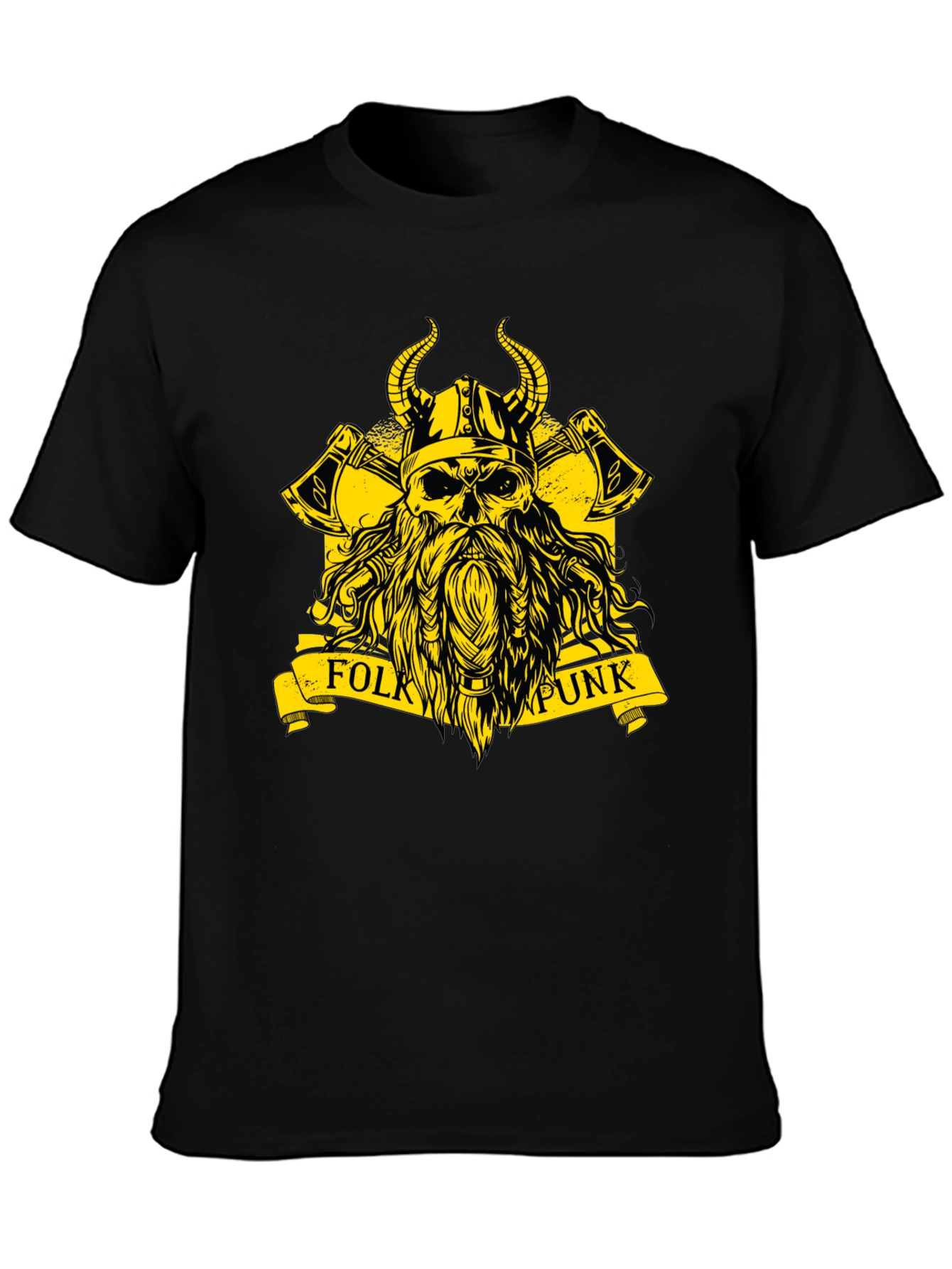 Black Folk Punk Viking Skull T-Shirt view 3