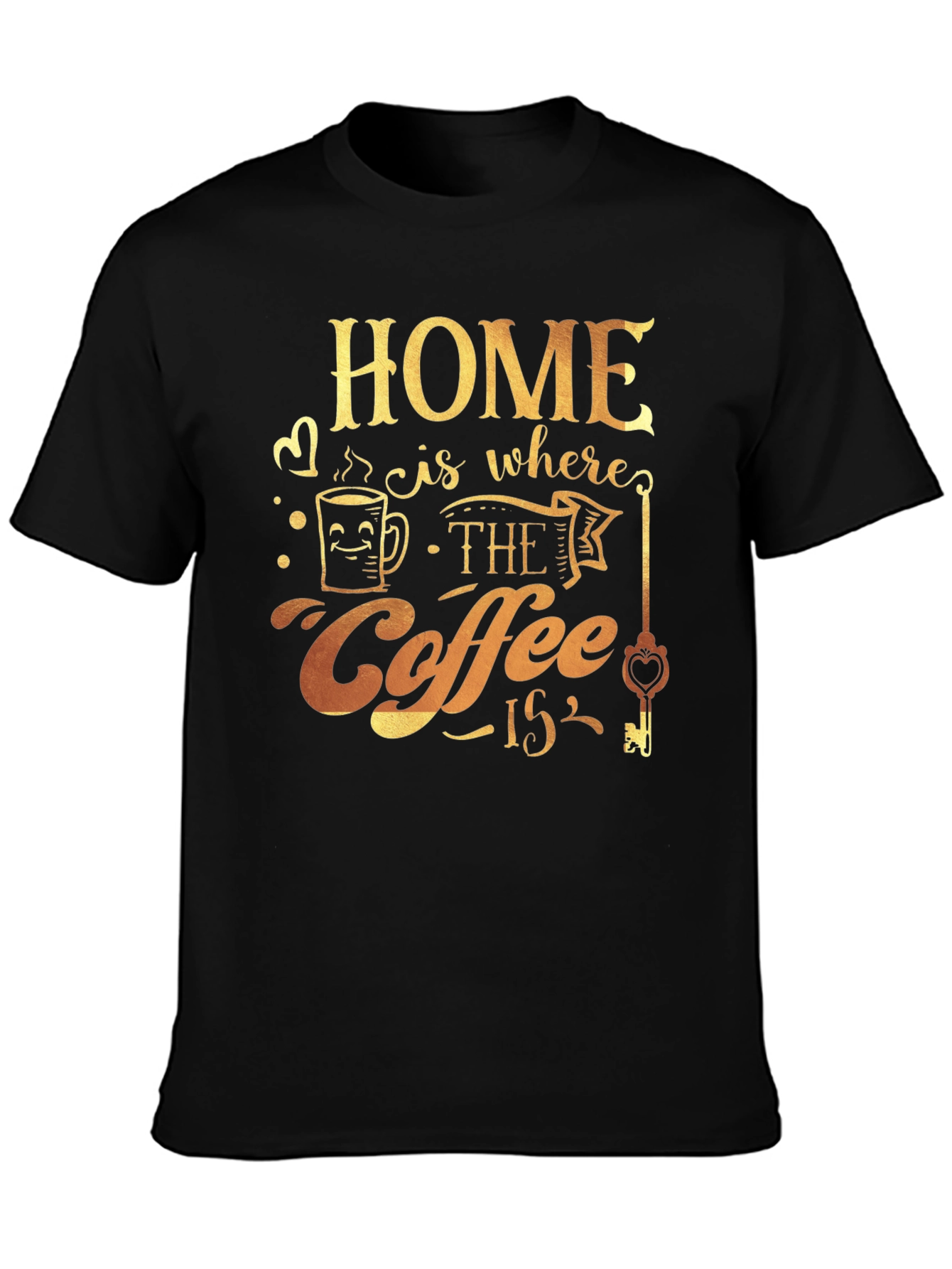 Black Home is Where the Coffee Is T-Shirt view 3