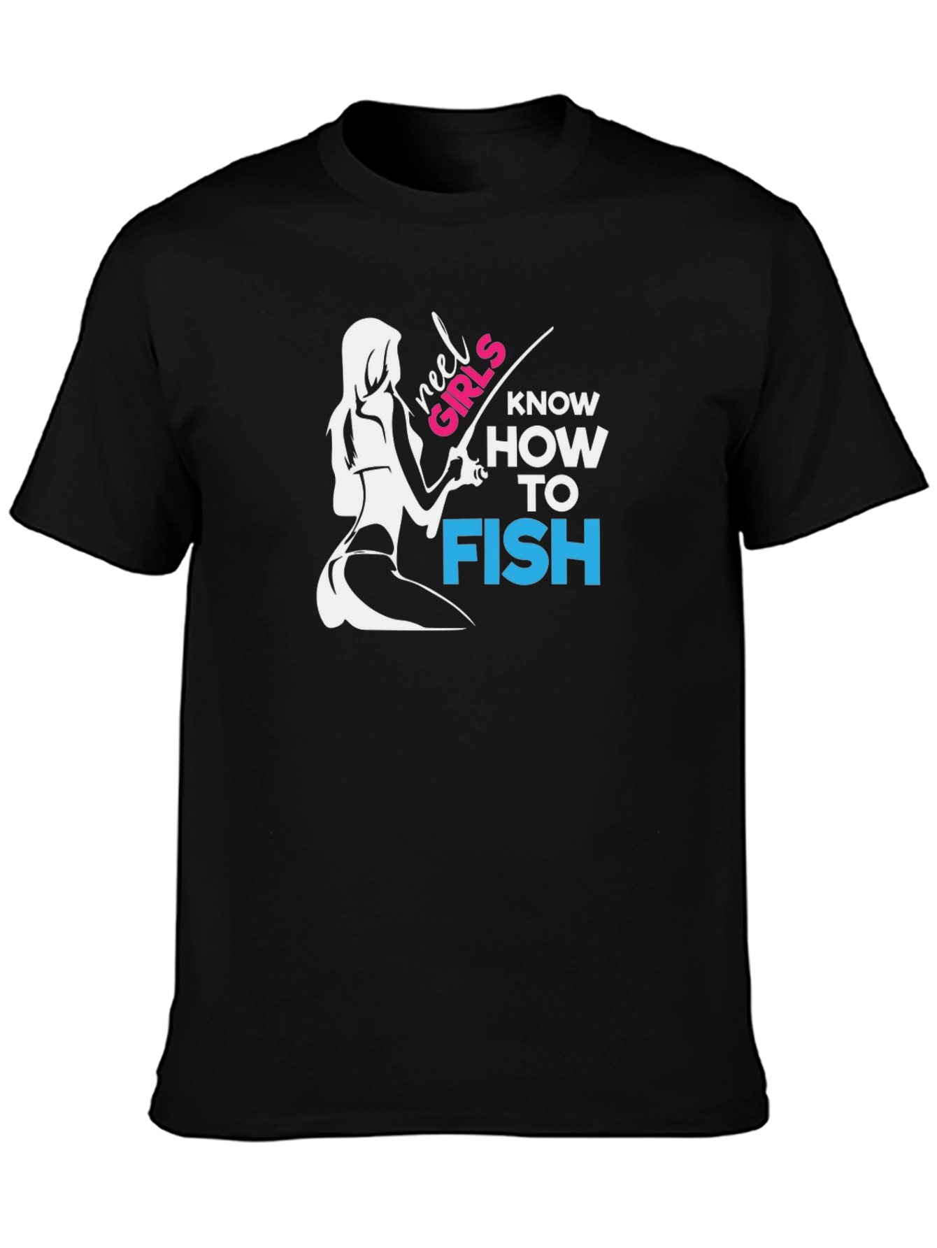 Black Reel Girls Fish T-Shirt - Black Graphic Tee view 3