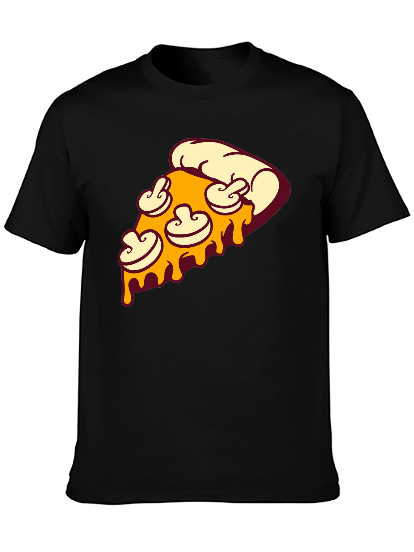 Black Pizza Slice Graphic Tee - Black Crew Neck T-Shirt view 3