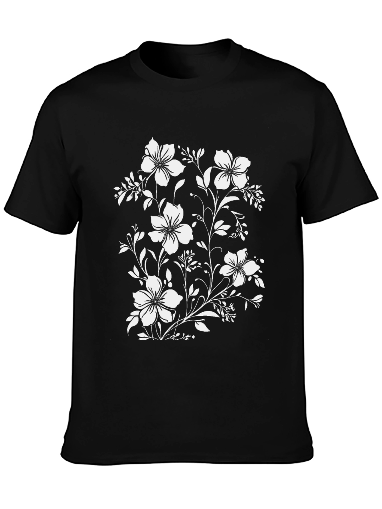 Black Floral Print Black T-Shirt view 3