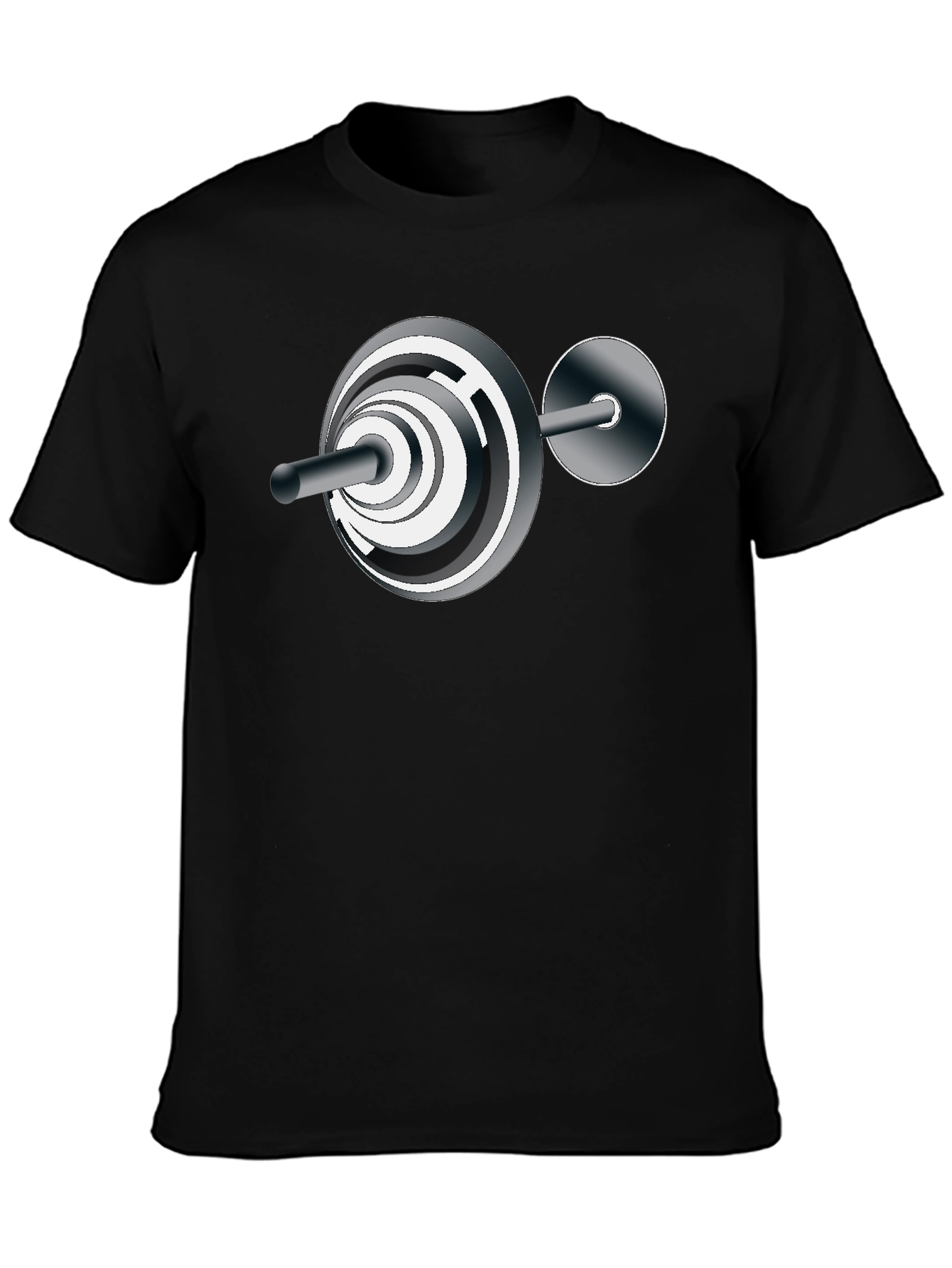 Black Abstract Barbell Graphic T-Shirt - Black view 3