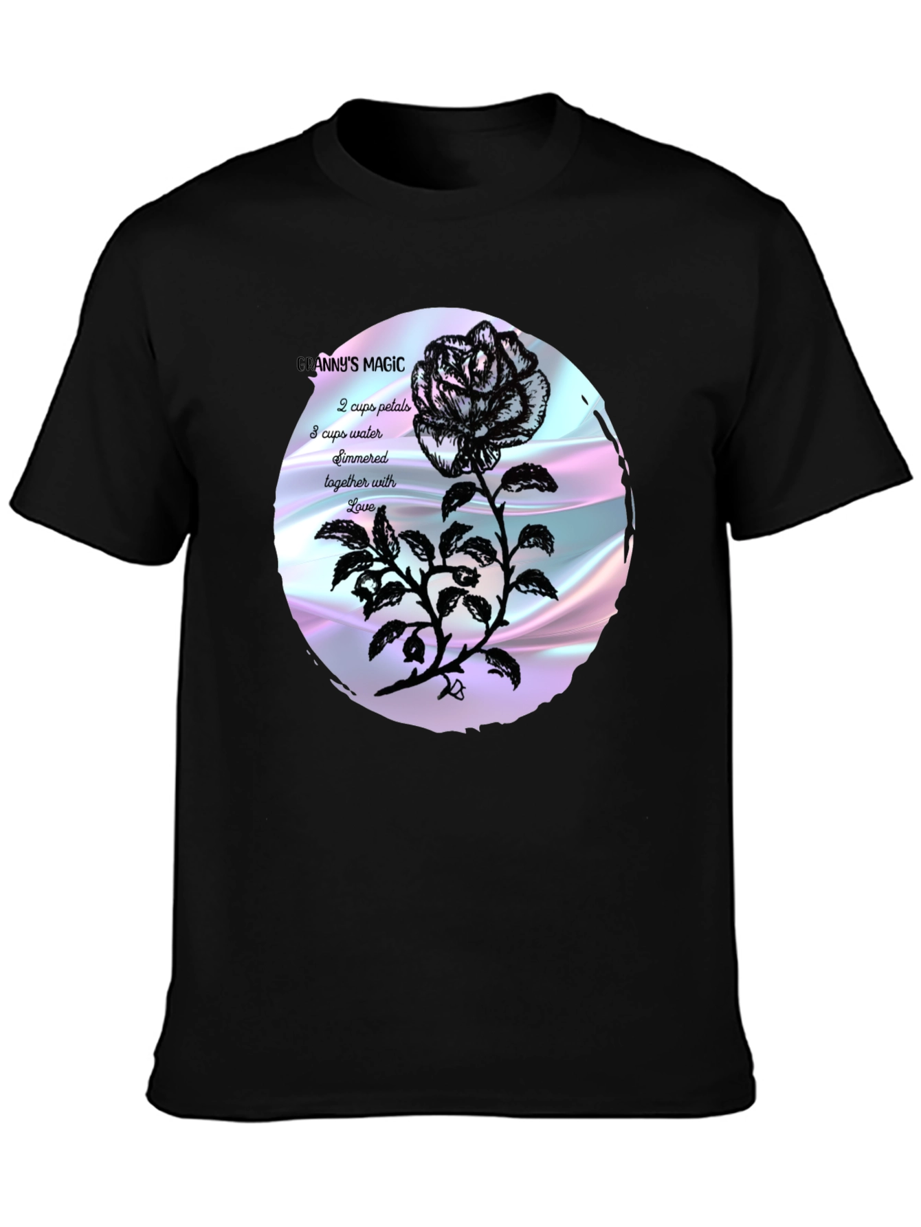 Black Granny's Magic Rose T-Shirt view 3