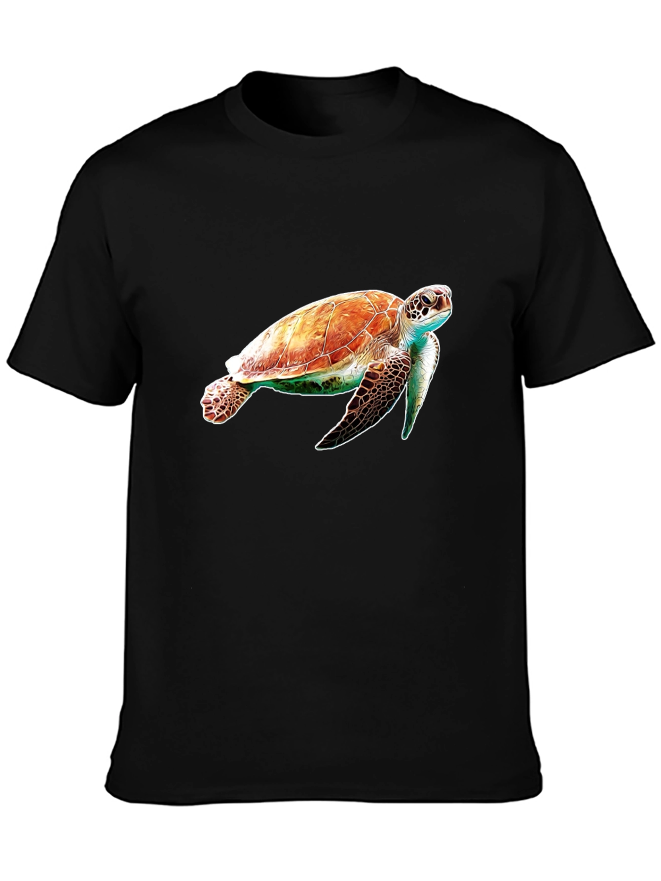 Black Sea Turtle Graphic Tee - Black Cotton Comfort view 3
