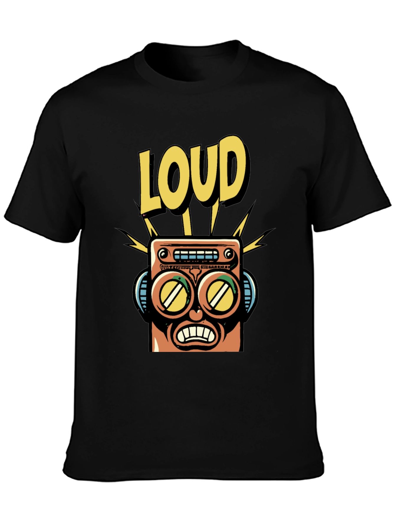 Black LOUD Robot Graphic Tee - Retro Style view 3