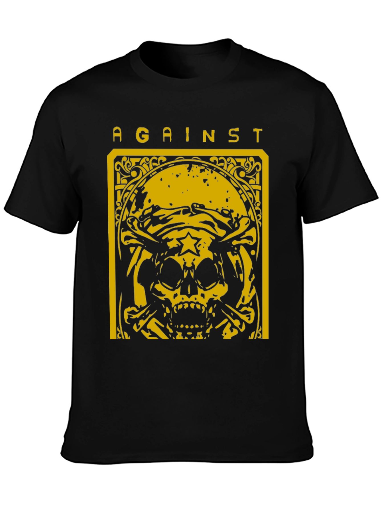 Black Against Skull Graphic T-Shirt - Black view 3