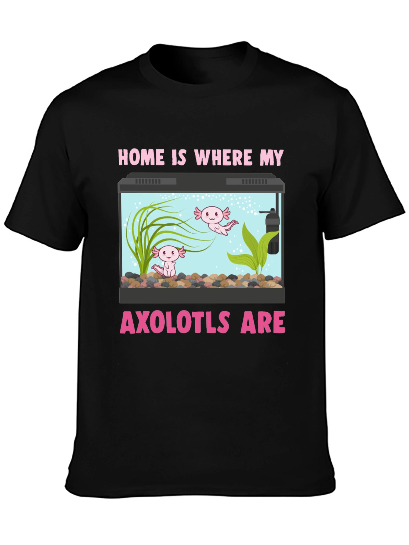Black Axolotl Aquarium Home T-Shirt view 3