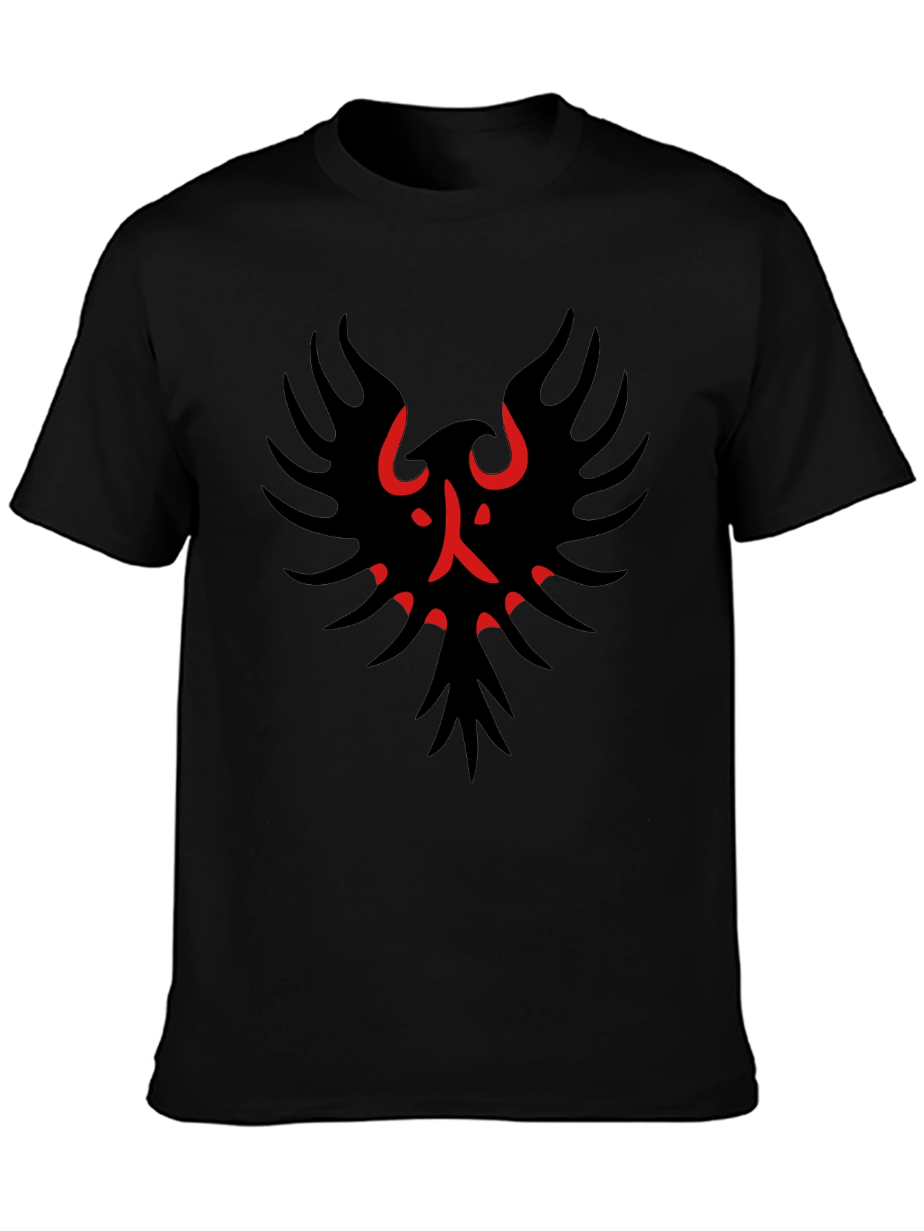 Black Black T-Shirt with Red & Black Bird Graphic view 3