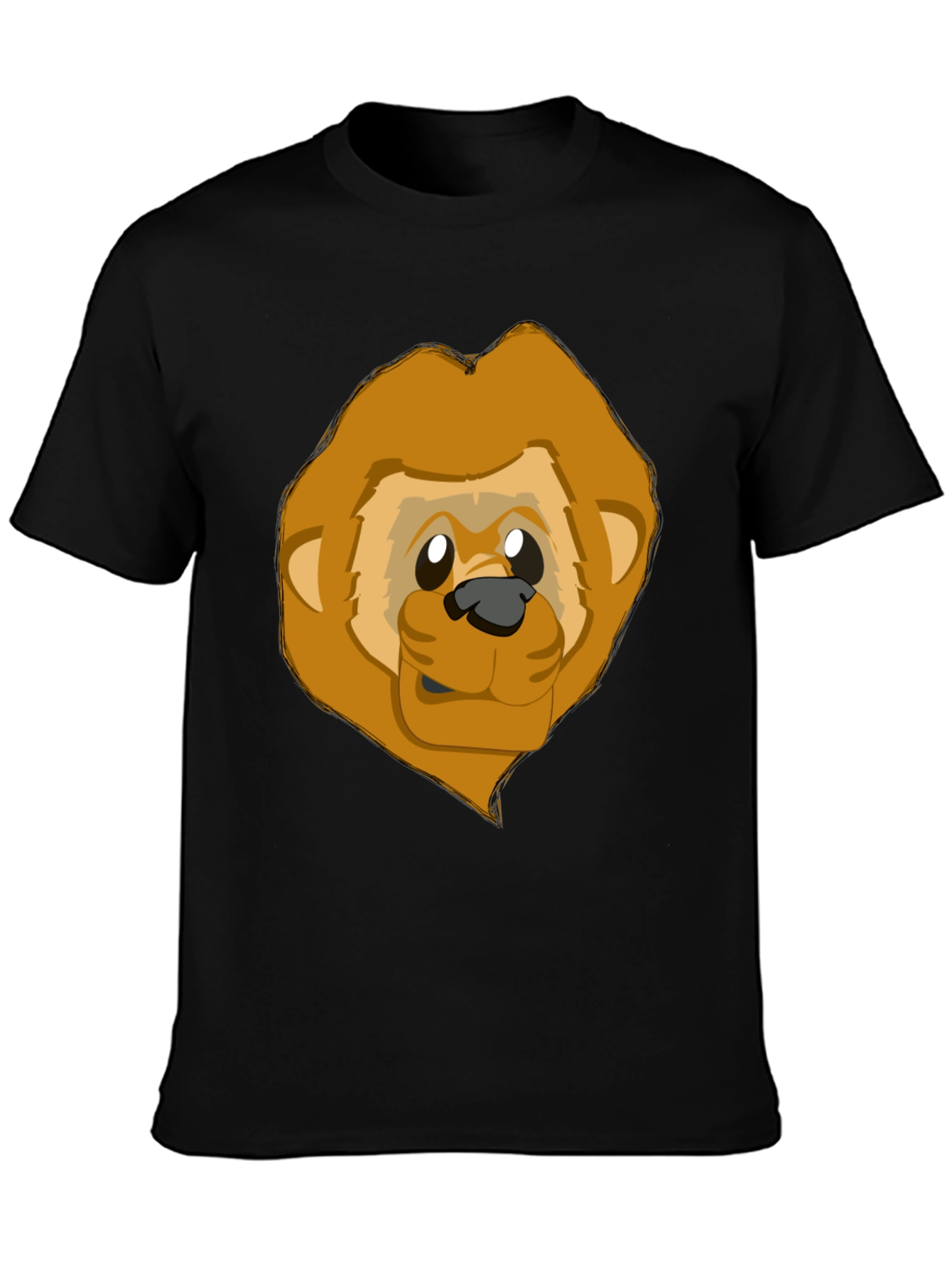 Black Cartoon Lion Graphic Black T-Shirt view 3