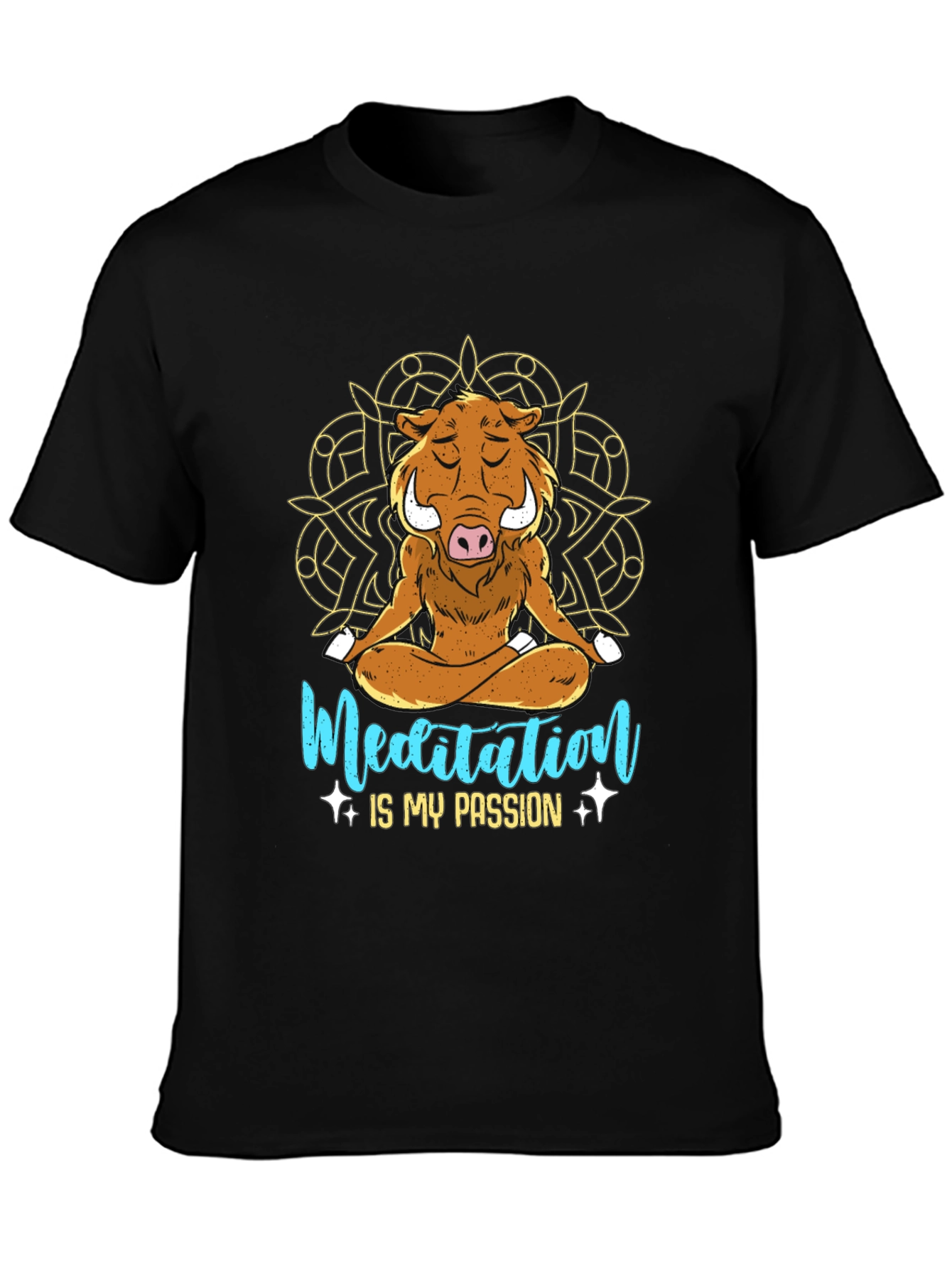 Black Zen Boar Meditation T-Shirt - Relax & Find Your Inner Peace view 3
