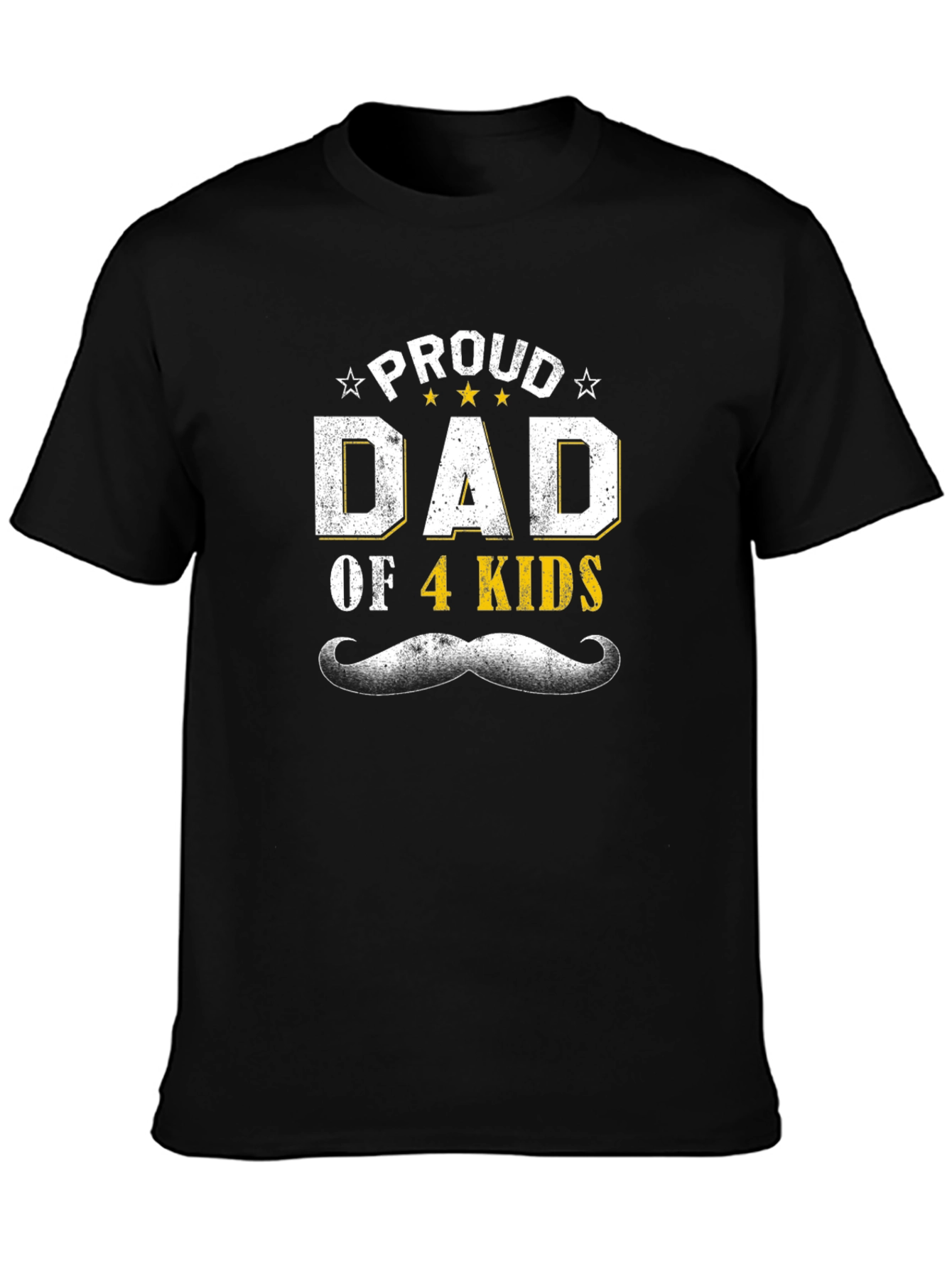 Black Proud Dad of 4 Kids T-Shirt - Father's Day Gift view 3