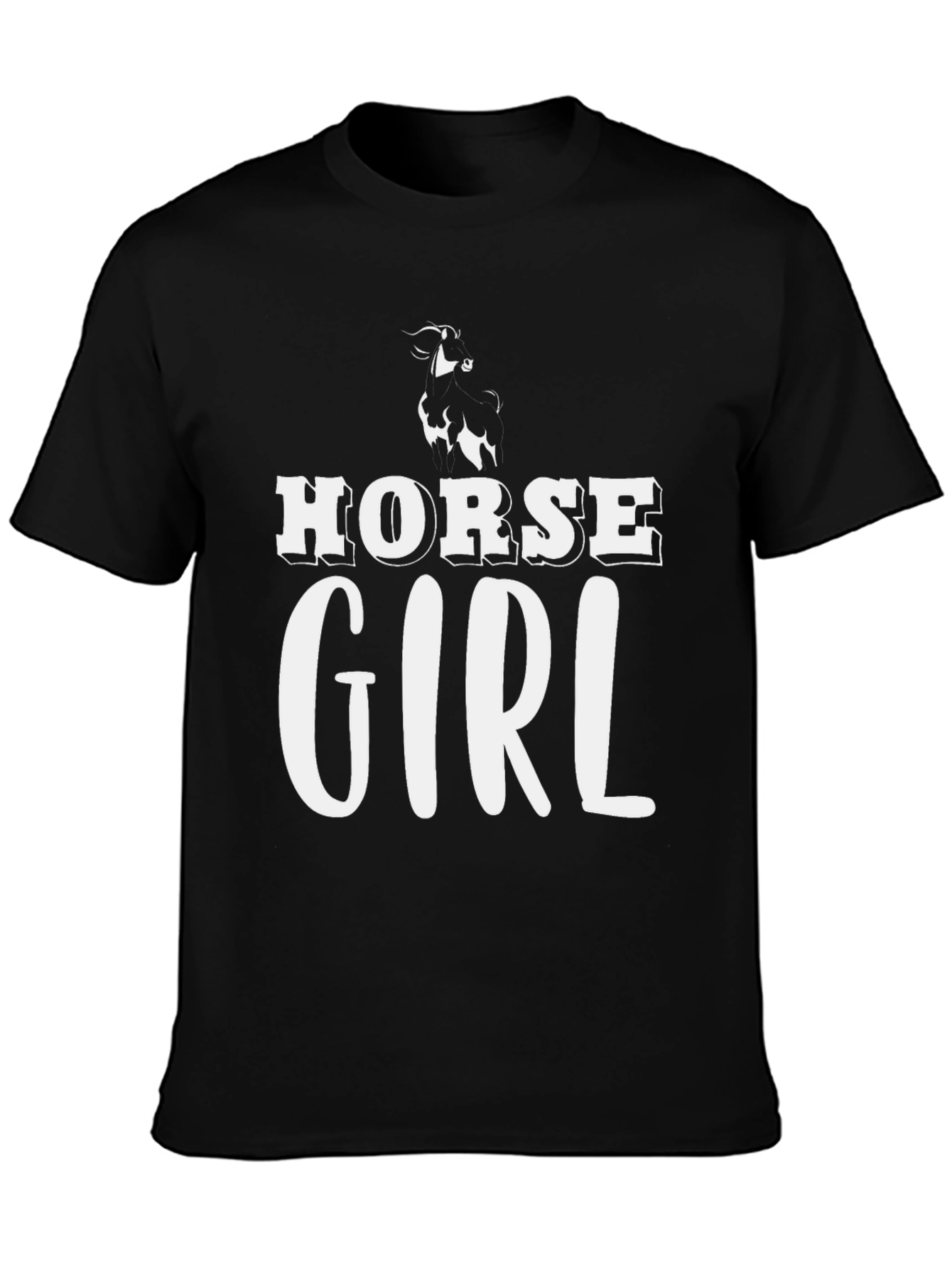 Black Horse Girl Tee - Black Graphic T-Shirt view 3