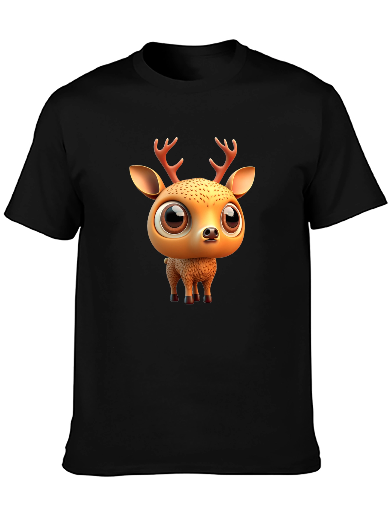 Black Cute Deer Graphic Tee view 3