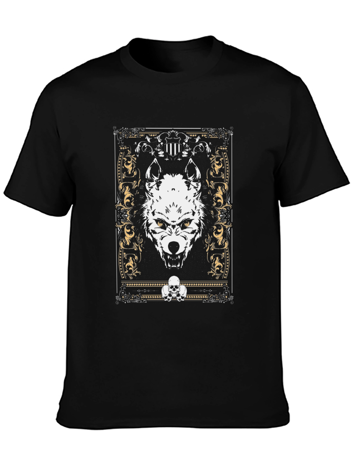 Black Wolf Graphic Print Black T-Shirt view 3