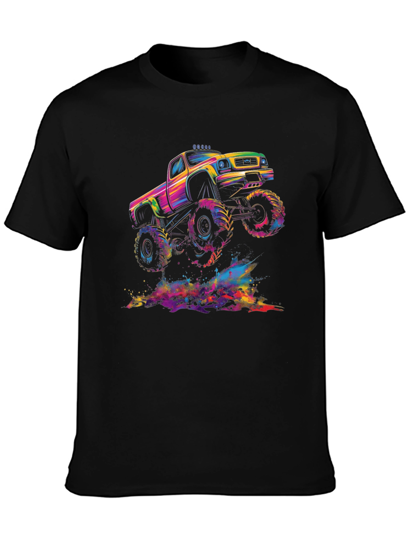 Black Monster Truck Black T-Shirt: Colorful Off-Road Fun view 3