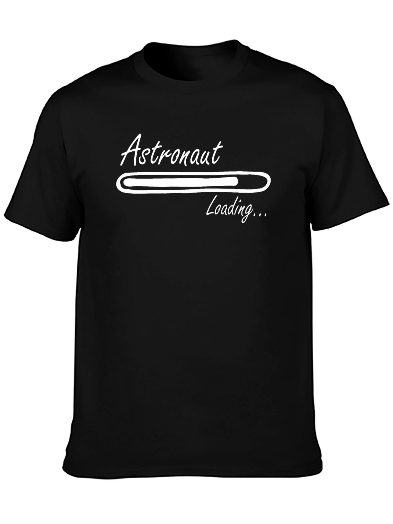 Black Astronaut Loading Graphic Tee - Black Cotton T-Shirt view 3