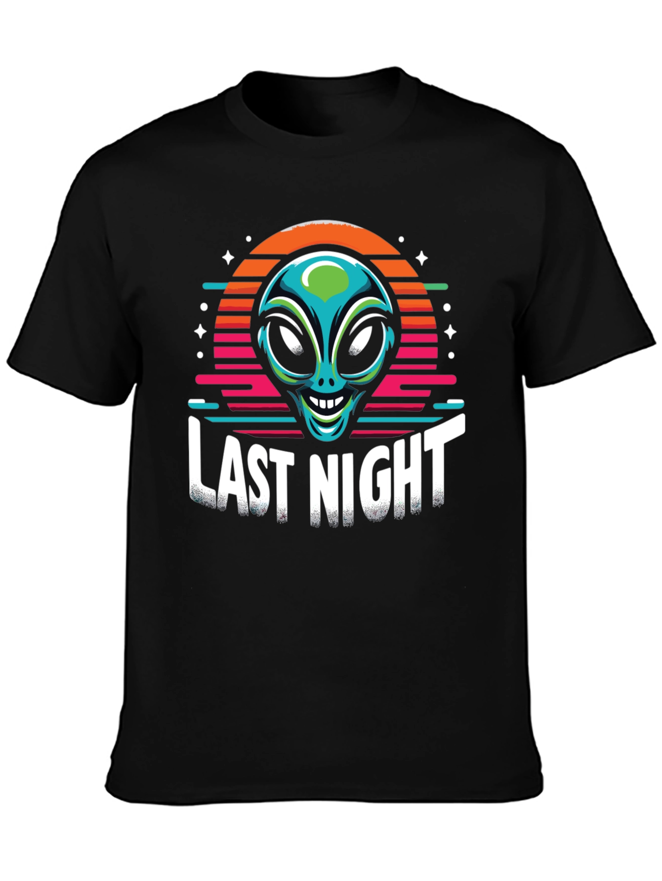 Black Last Night Alien Graphic T-Shirt view 3