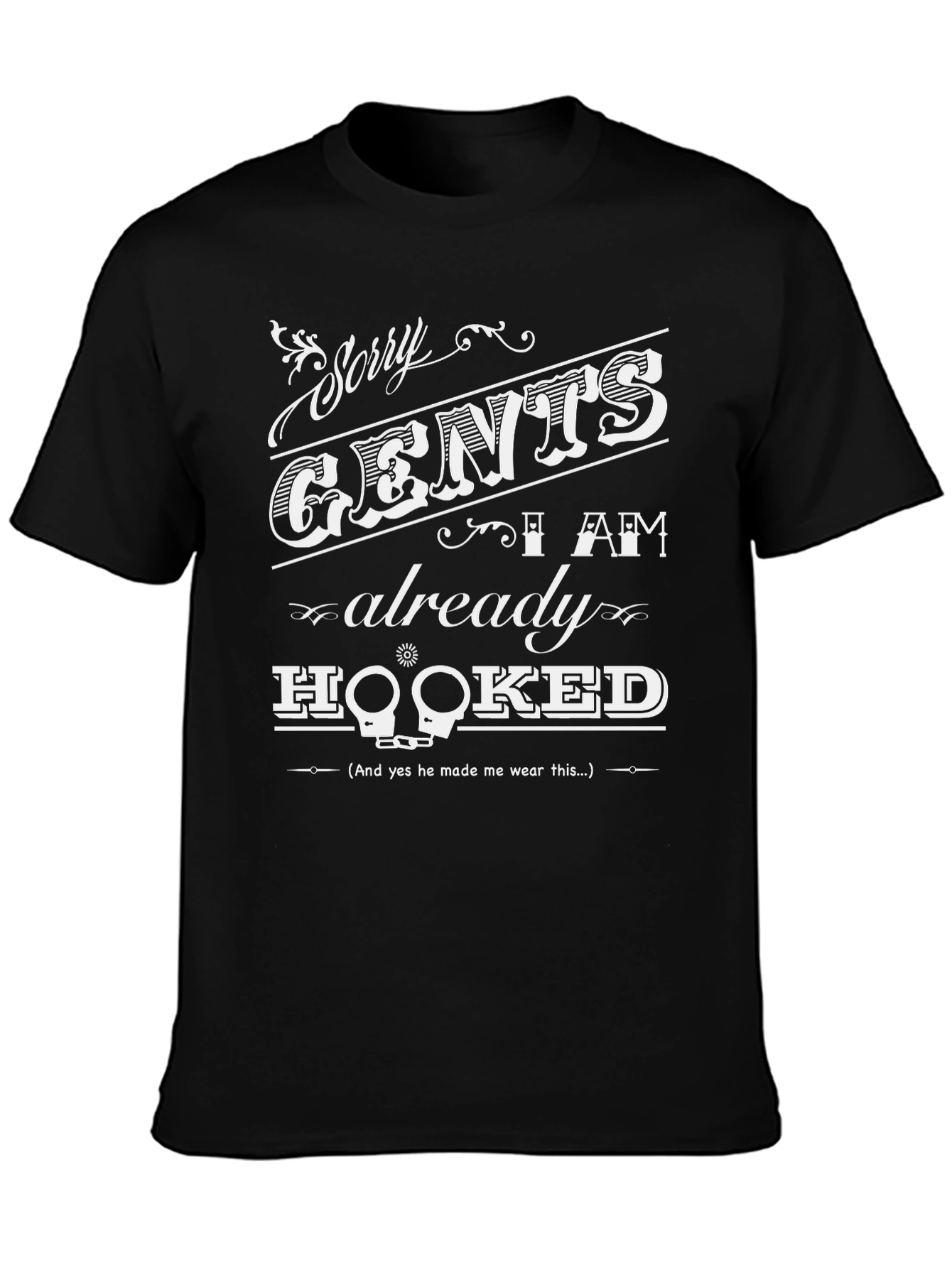Black Sorry Gents Hooked Black Graphic Tee view 3