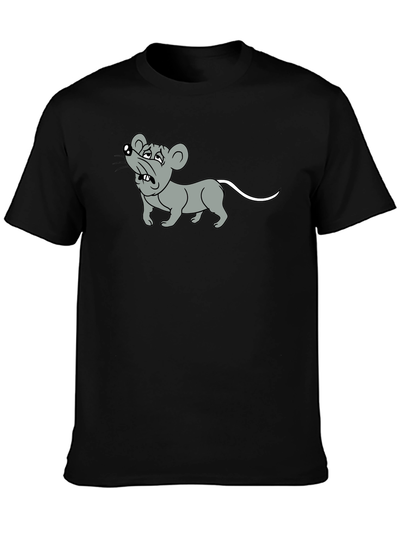 Black Cartoon Mouse Graphic Tee - Black view 3